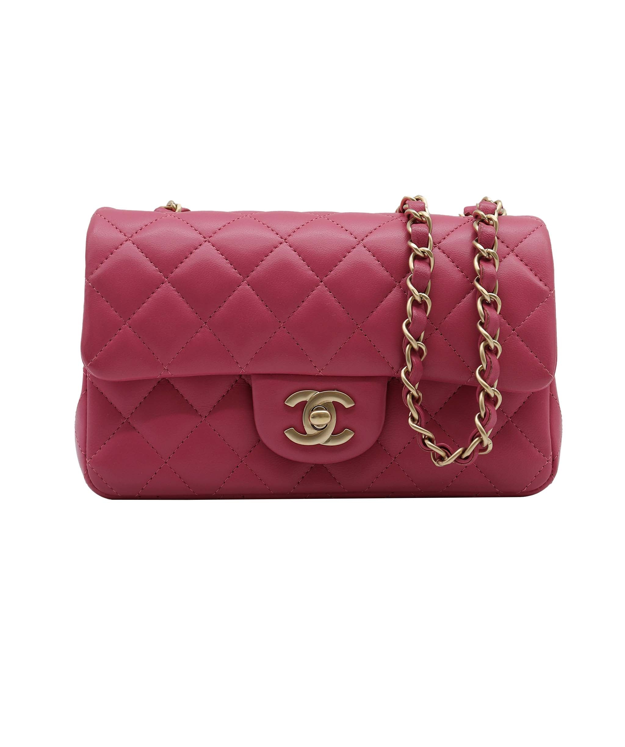 Chanel Mini 8" rec lamb GHW Hot Pink DXBS2336