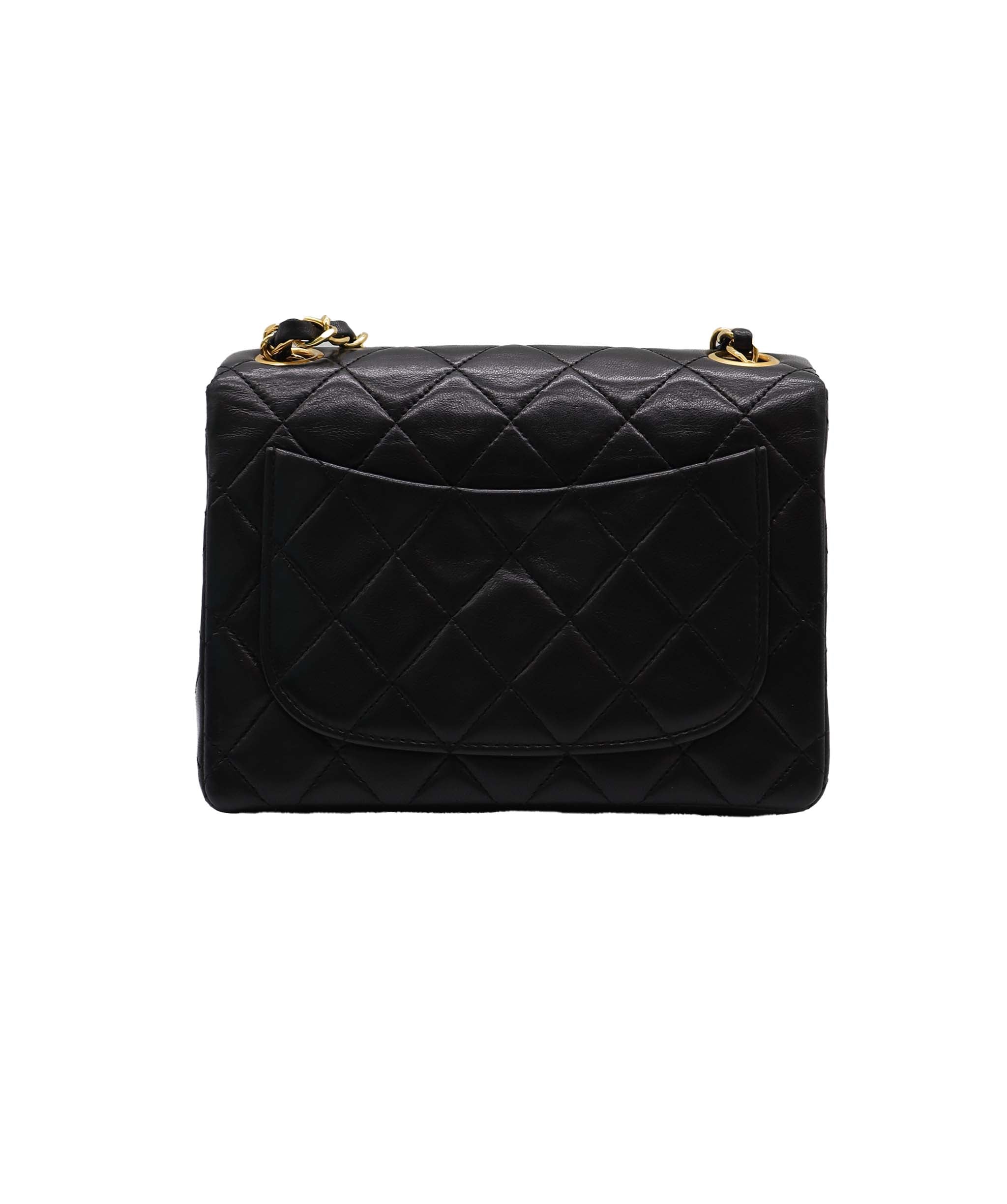 Chanel Mini 7" Square Lamb GHW Black DXBS2350