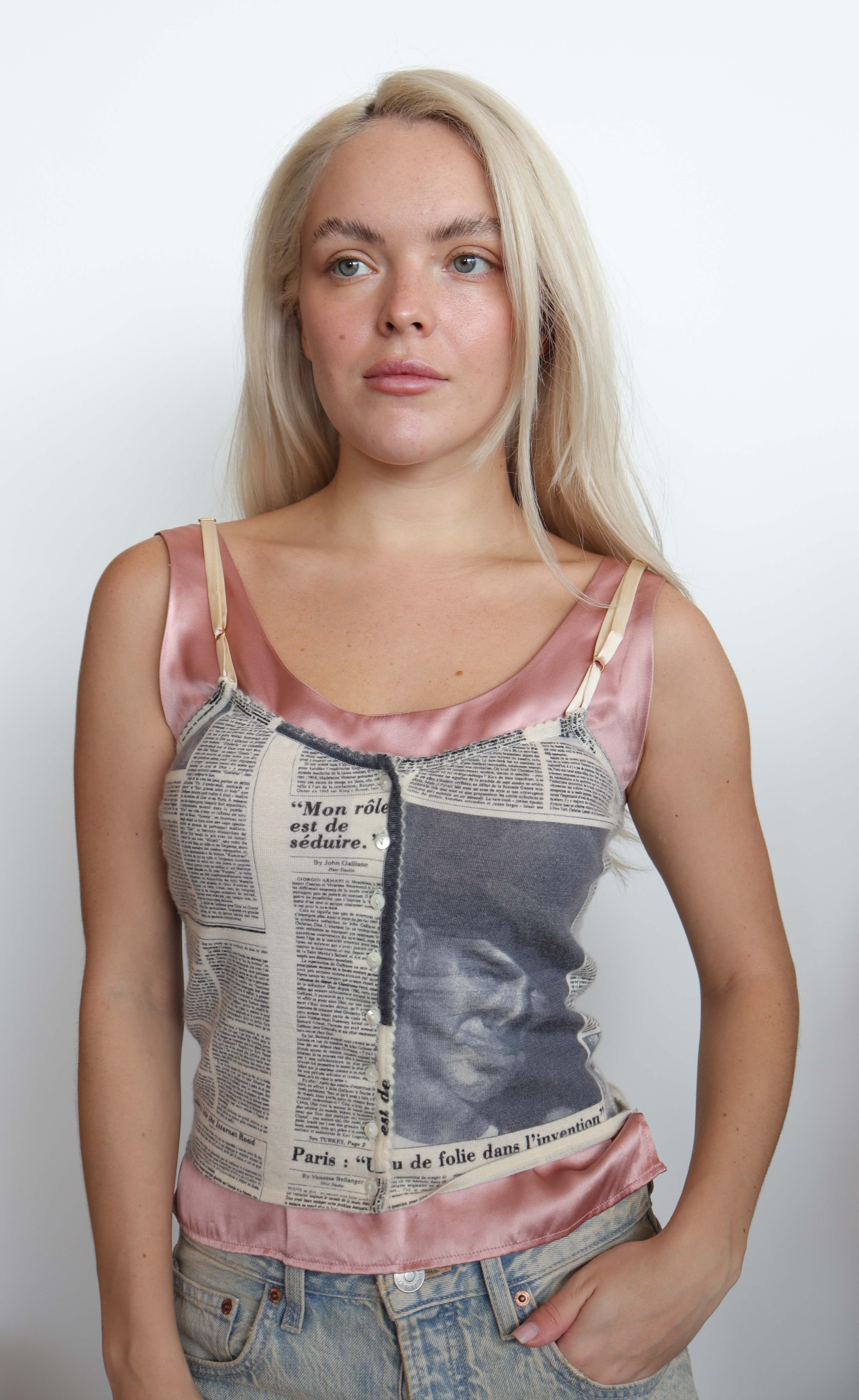 Dior Newspaper Print Camisole Pink DXBS1983