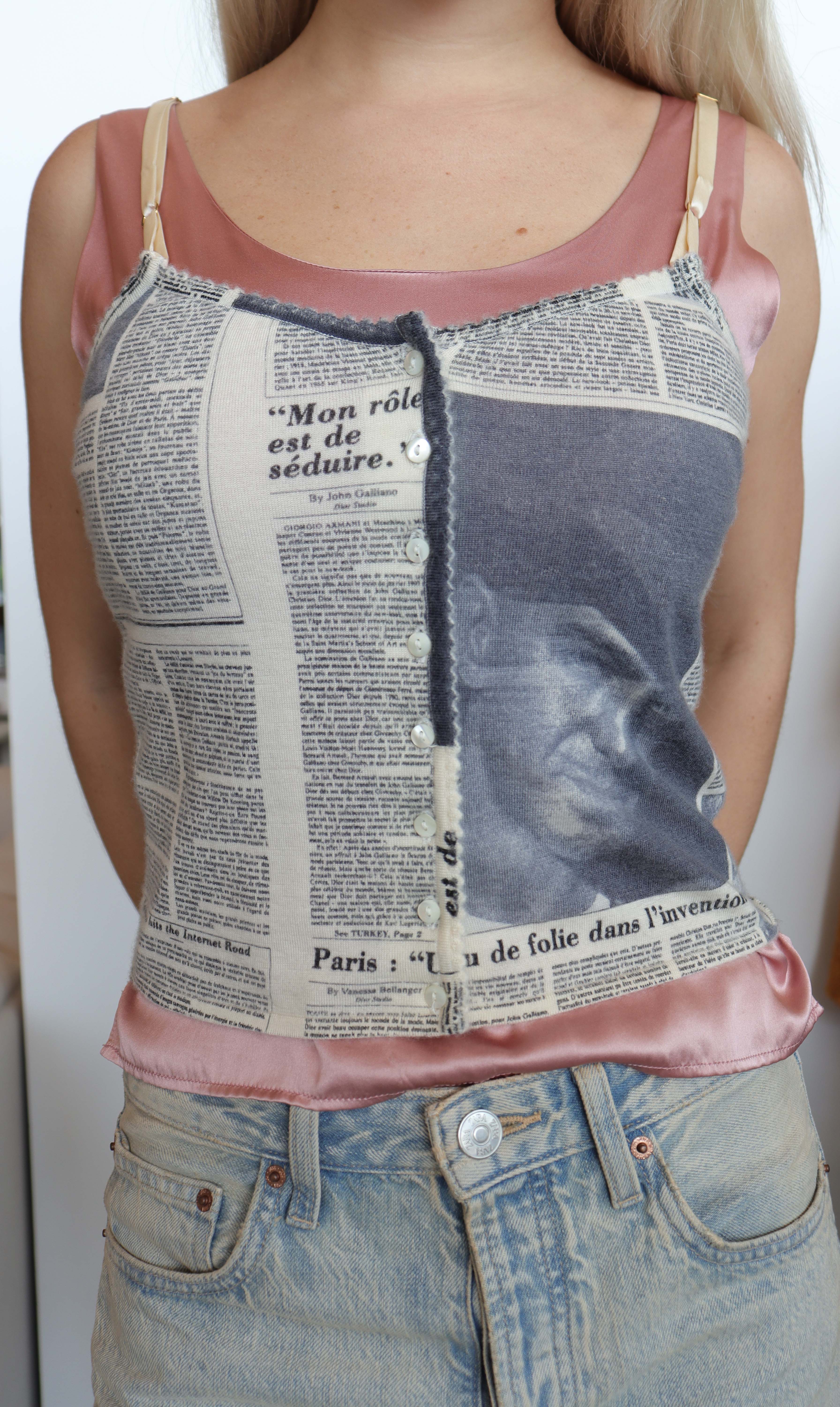 Dior Newspaper Print Camisole Pink DXBS1983