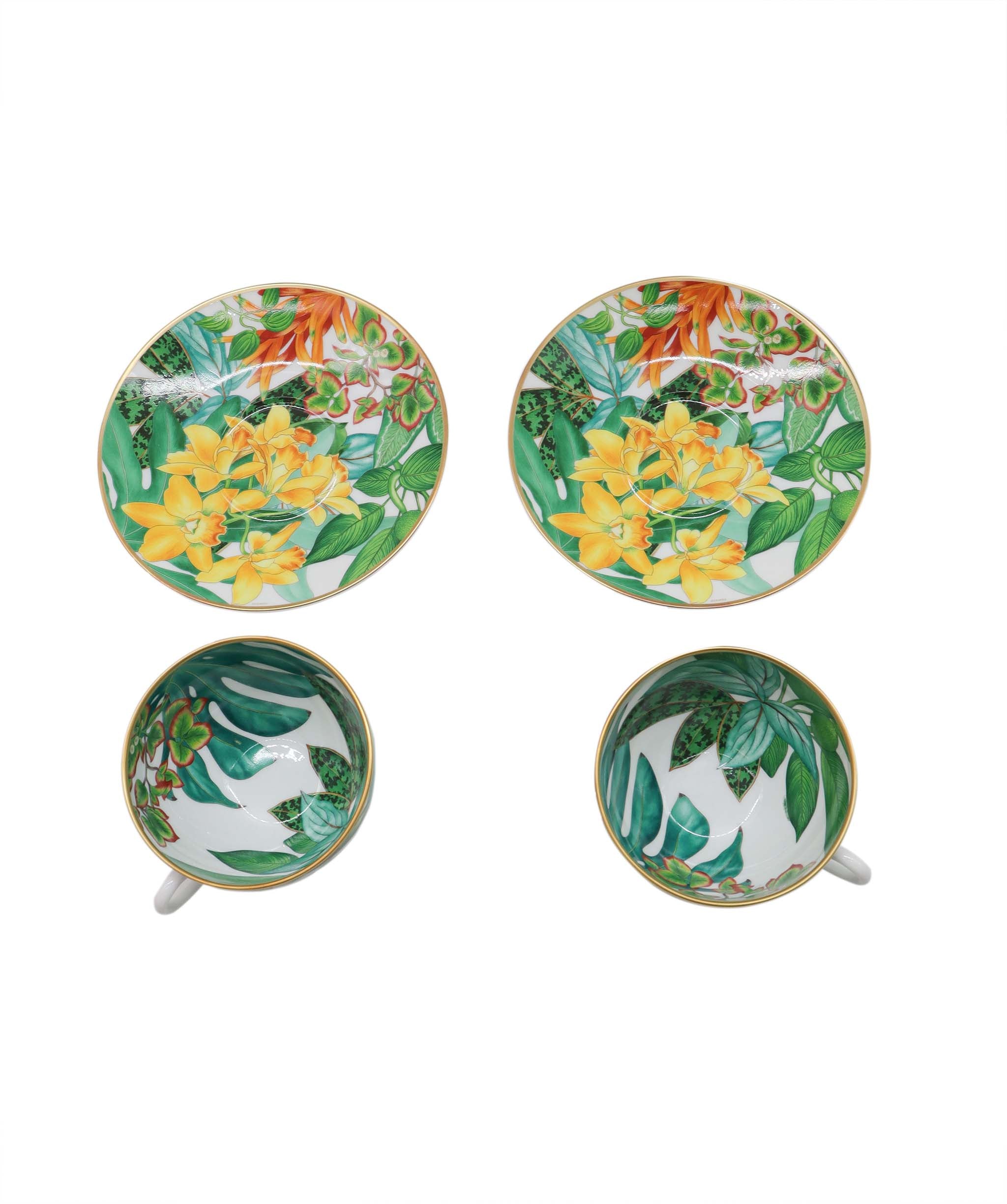 Hermes Passifolia Breakfast Cup and Saucer (set of 2) DXBS0536