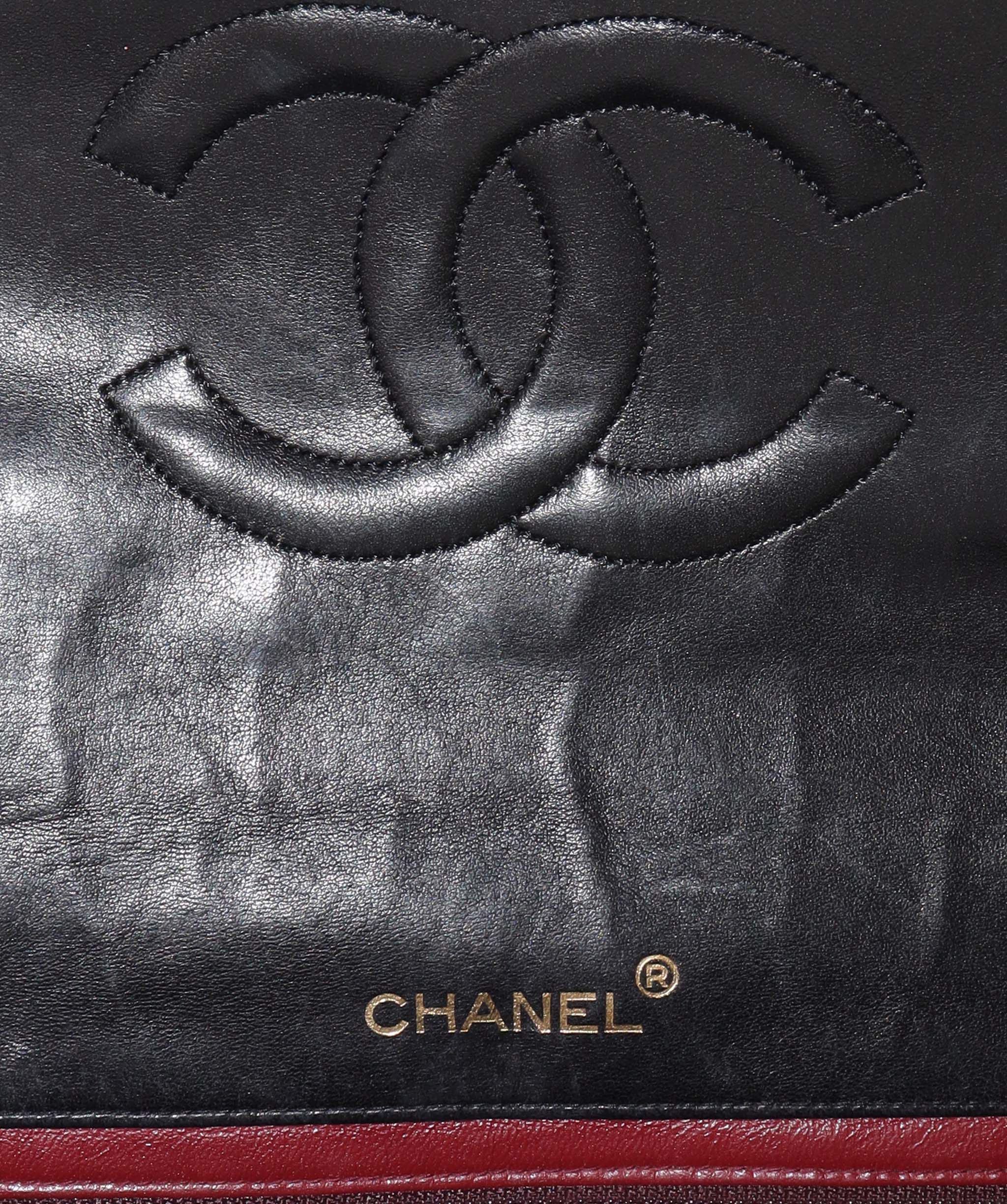 CHANEL VINTAGE BIG COCO FULL FLAP CHAIN SHOULDER BAG BLACK LAMB SKIN 90241713 DBXS0658