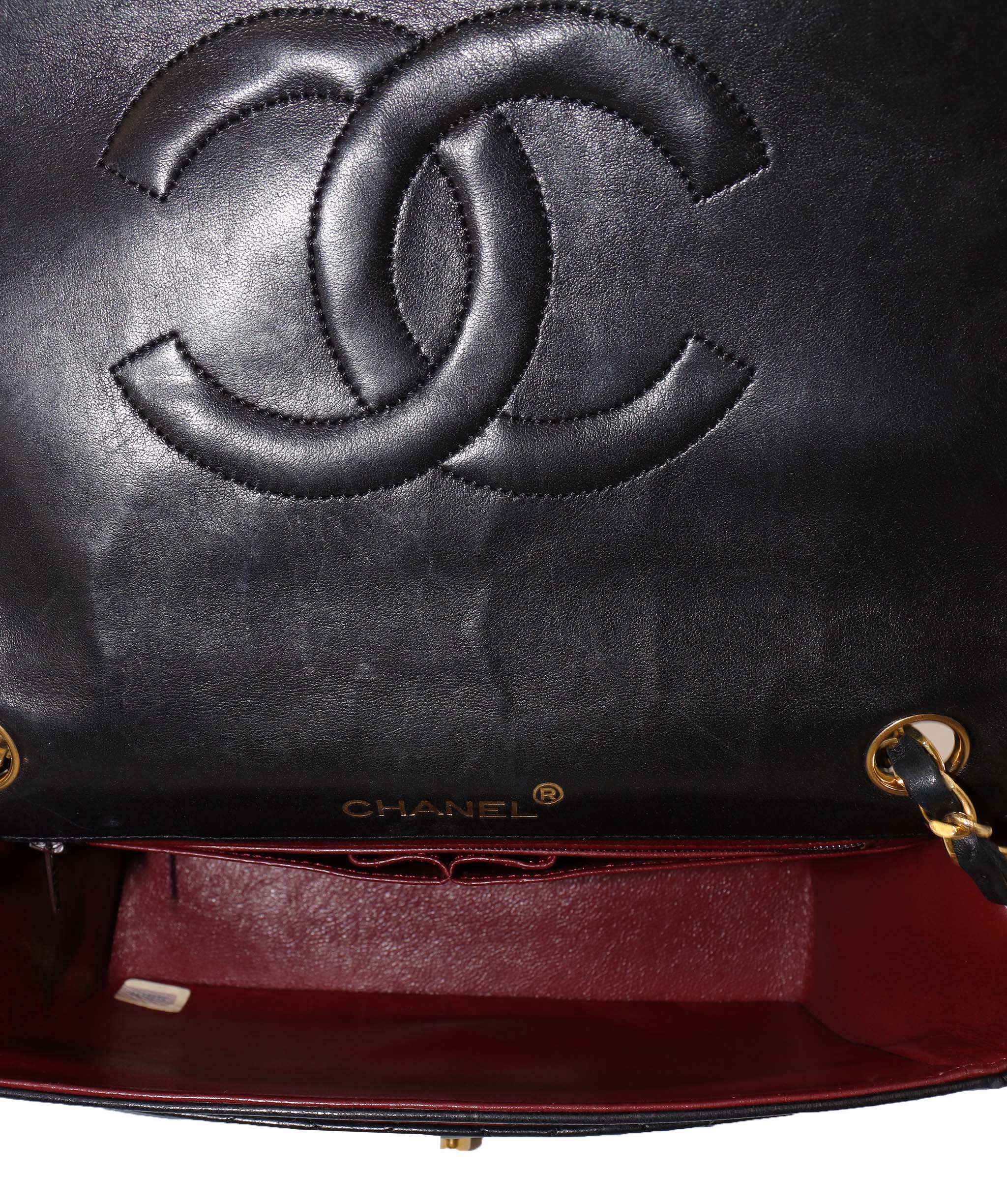 CHANEL VINTAGE BIG COCO FULL FLAP CHAIN SHOULDER BAG BLACK LAMB SKIN 90241713 DBXS0658