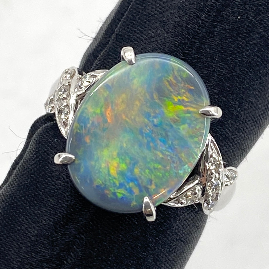 K18WG Black Opal Ring BOP4.59 D0.15 4.2g GRJsorting US6.25 51644