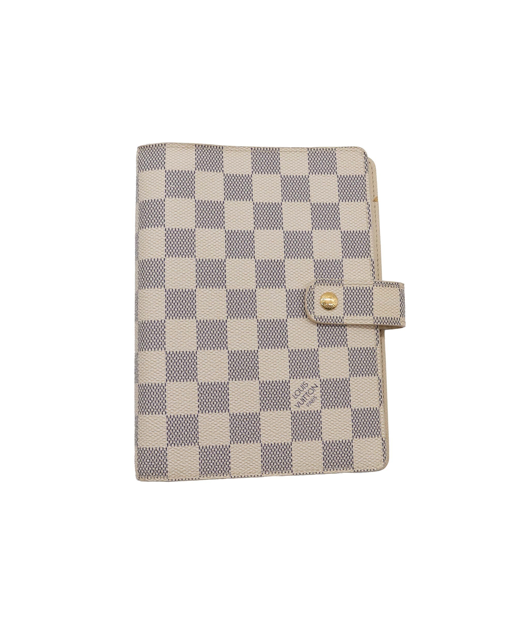 LOUIS VUITTON Damier Azur Agenda MM Day Planner Cover R20707 LV Auth 89377 DXBV0287