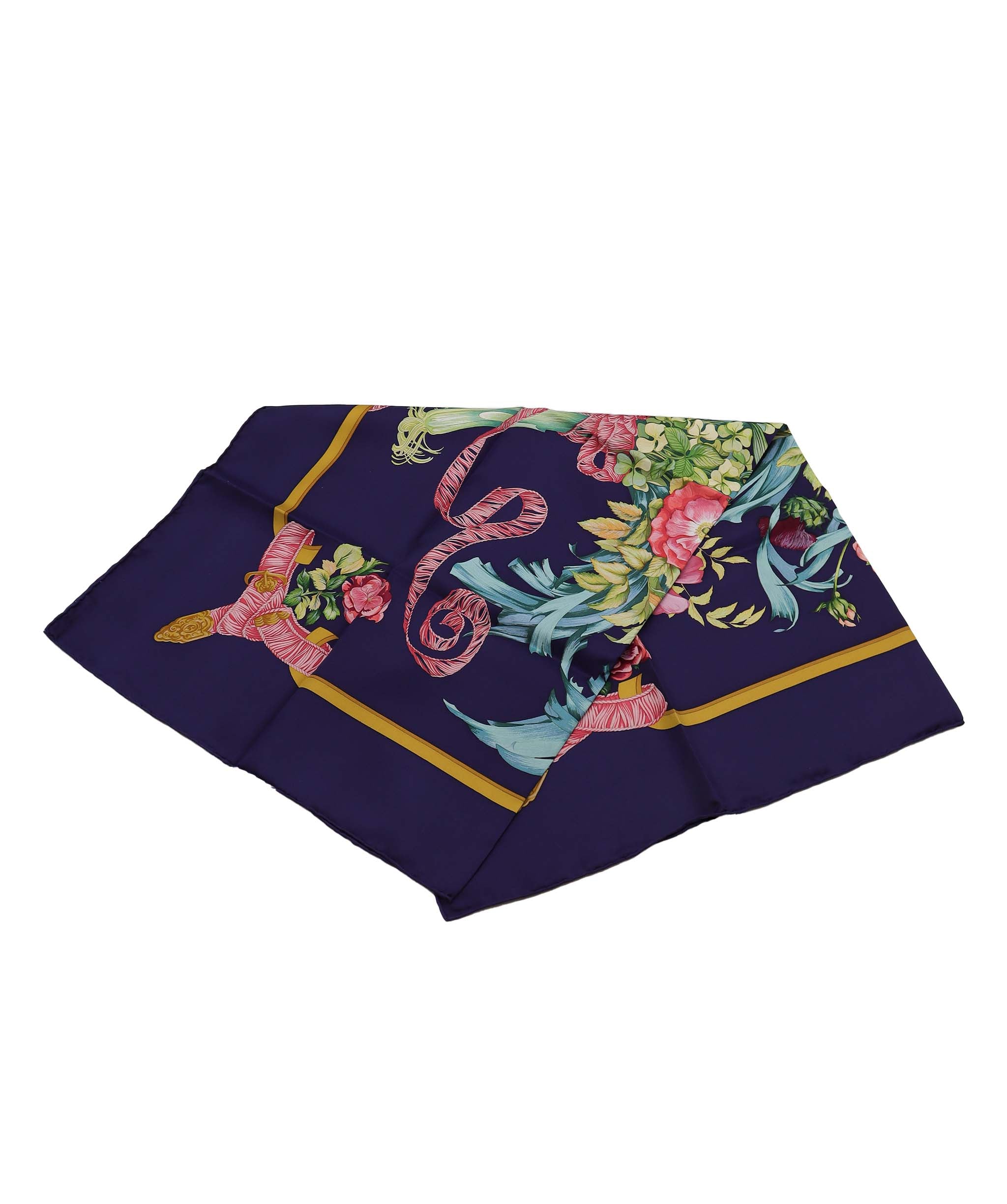 HERMES Carre 90 Scarf REGINA Silk Navy DXBV0316