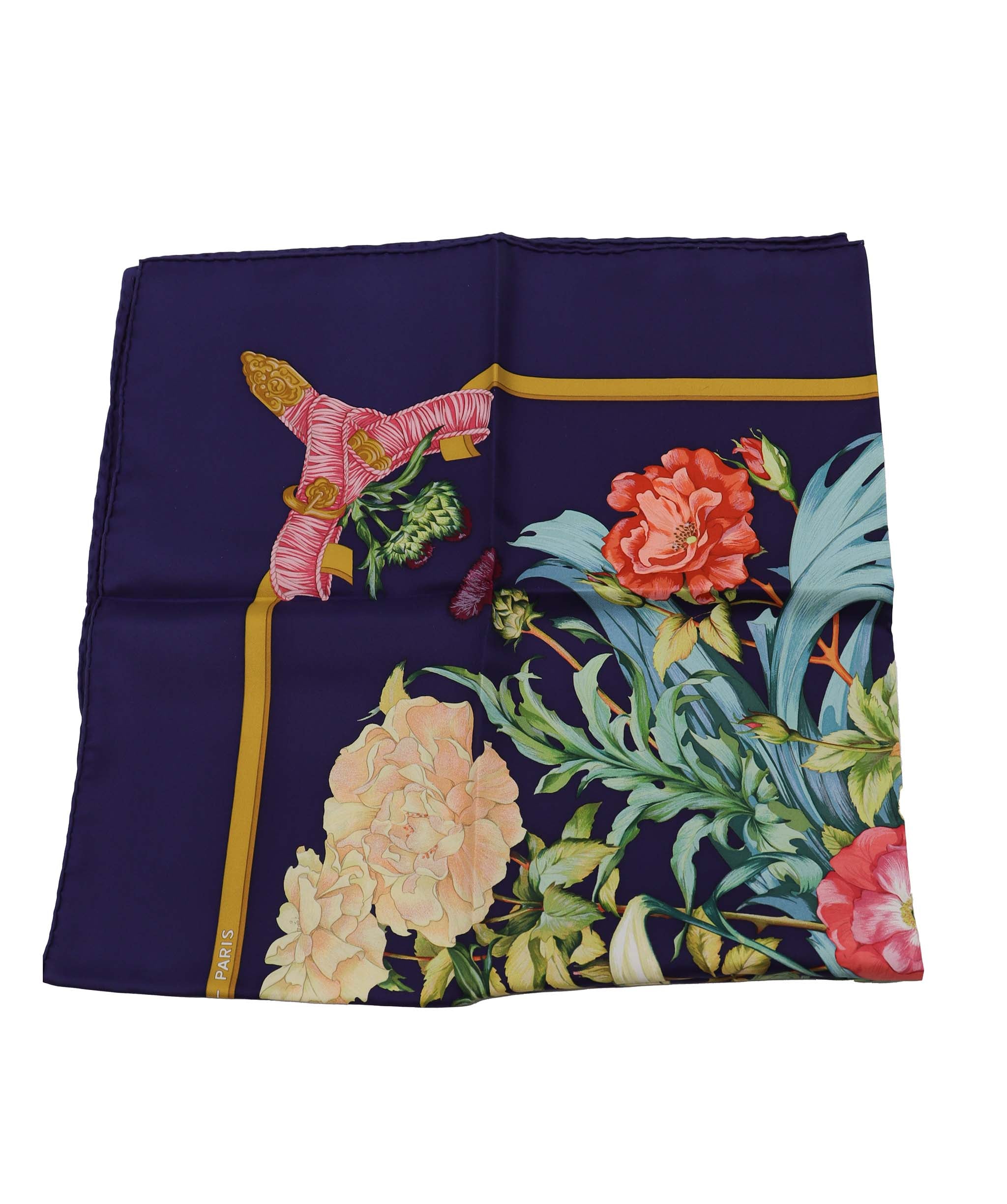 HERMES Carre 90 Scarf REGINA Silk Navy DXBV0316