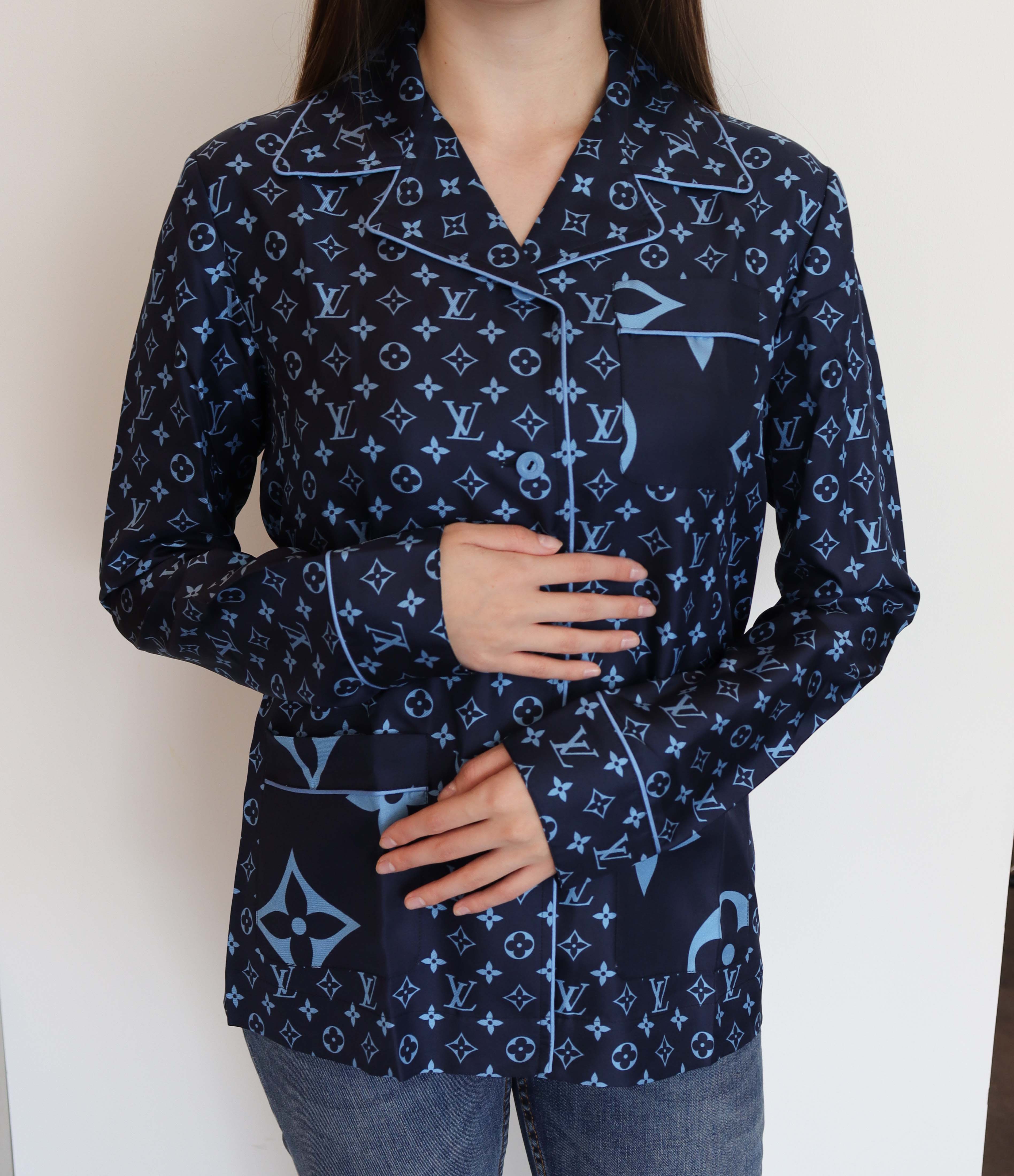 Louis Vuitton Silk Top 3-Pockets Blue Monogram Size 34 SKC1897