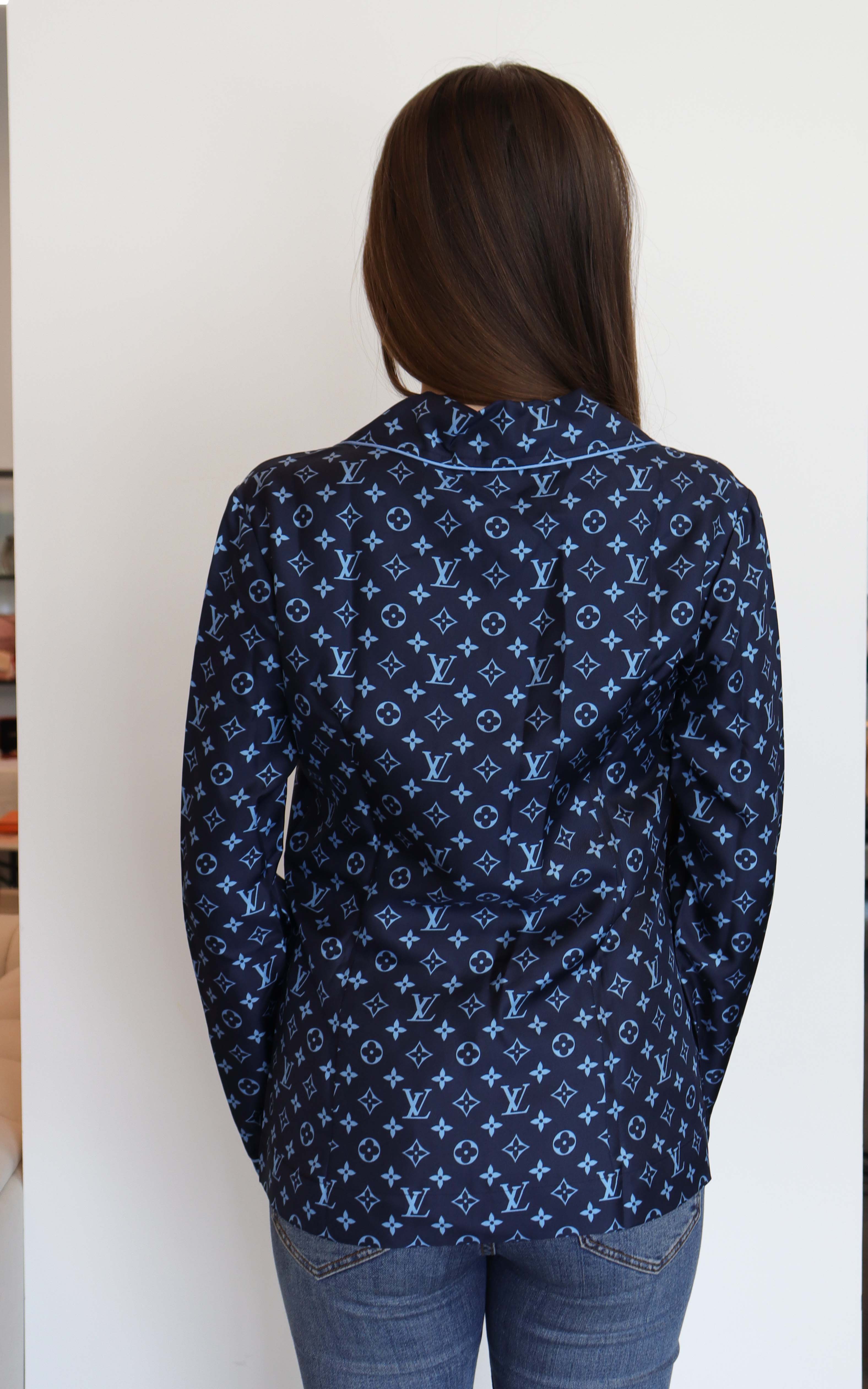 Louis Vuitton Silk Top 3-Pockets Blue Monogram Size 34 SKC1897