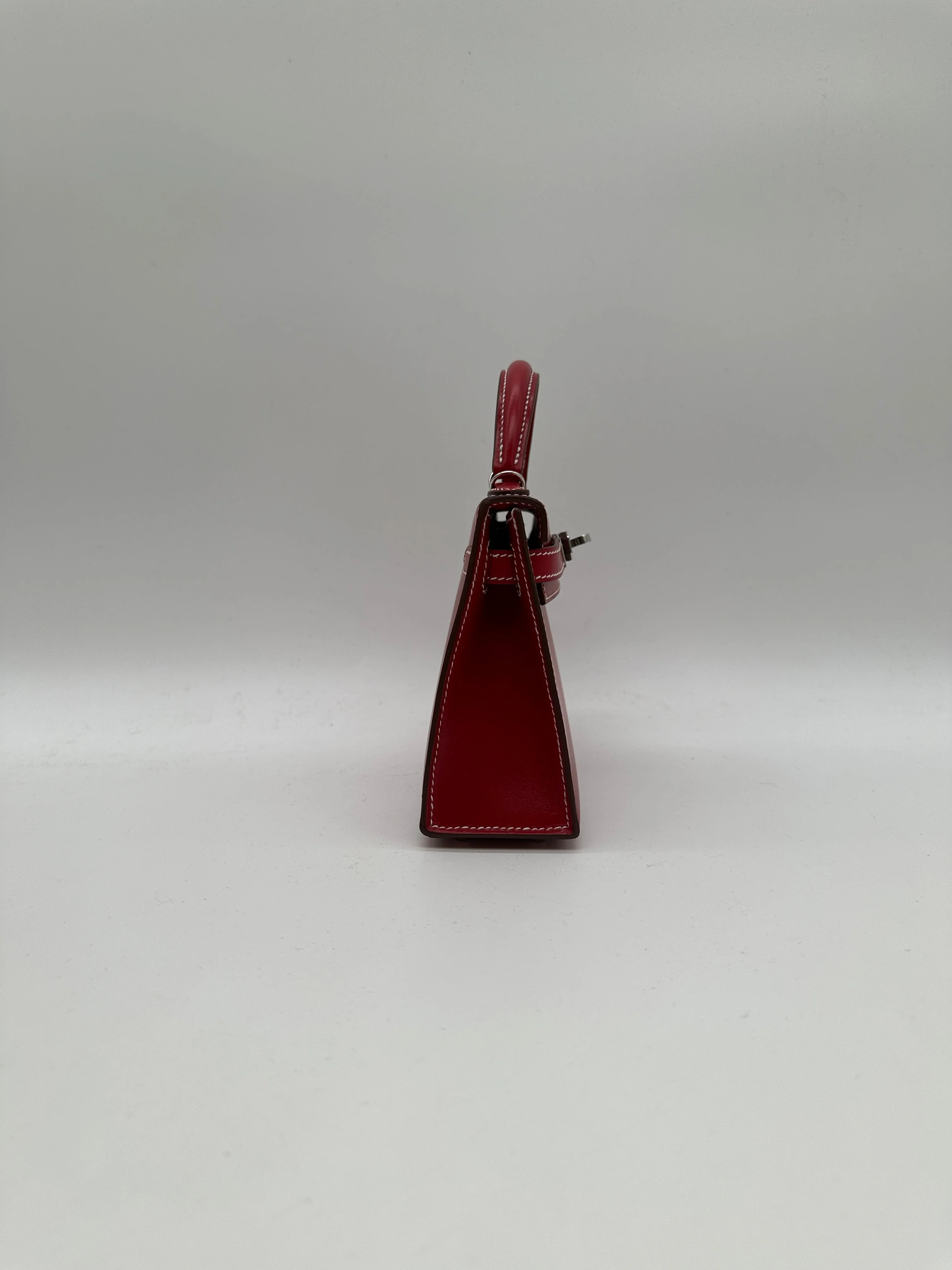 Hermès Mini Kelly Rouge Piment Box Leather Palladium Hardware