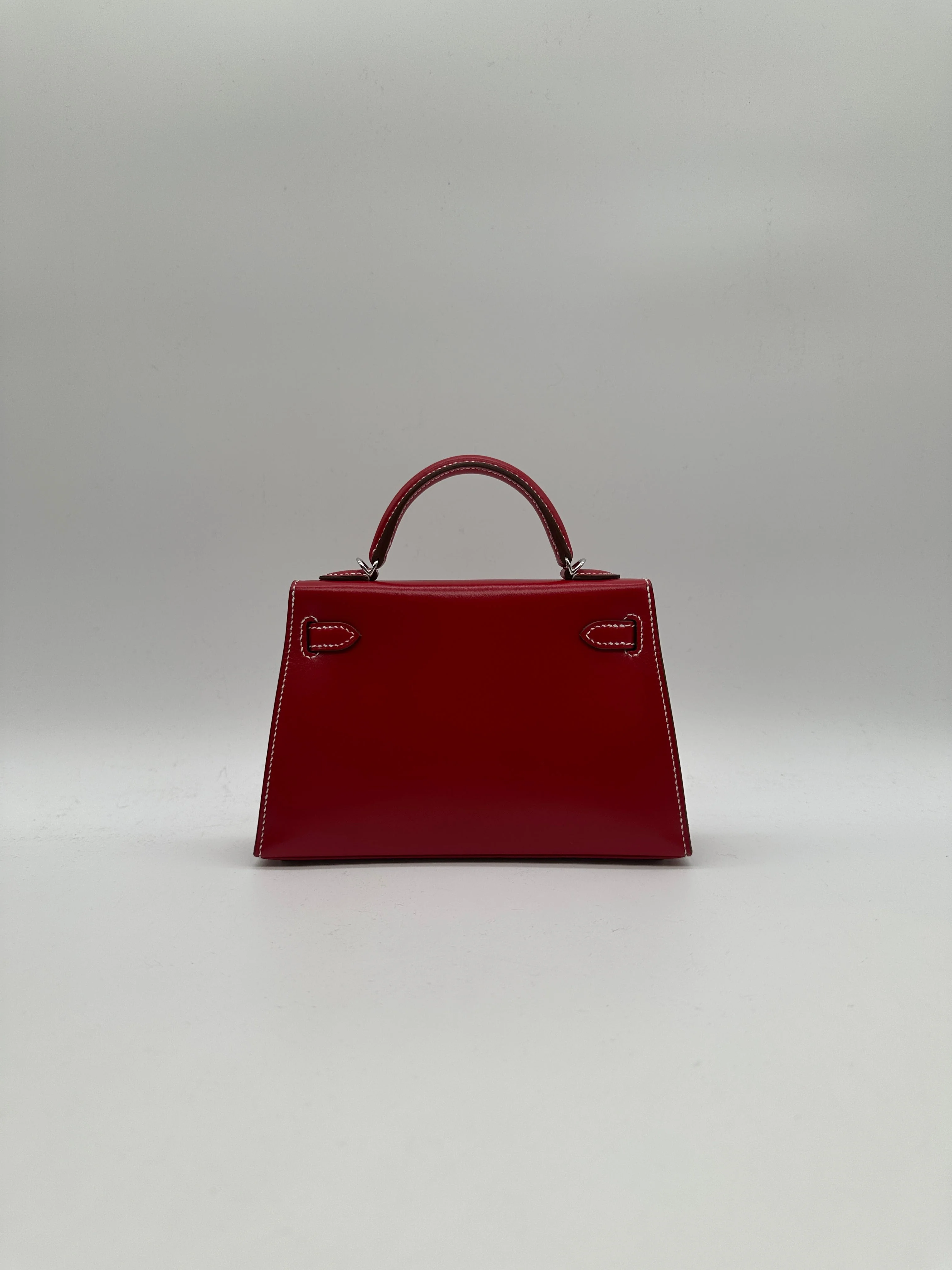 Hermès Mini Kelly Rouge Piment Box Leather Palladium Hardware