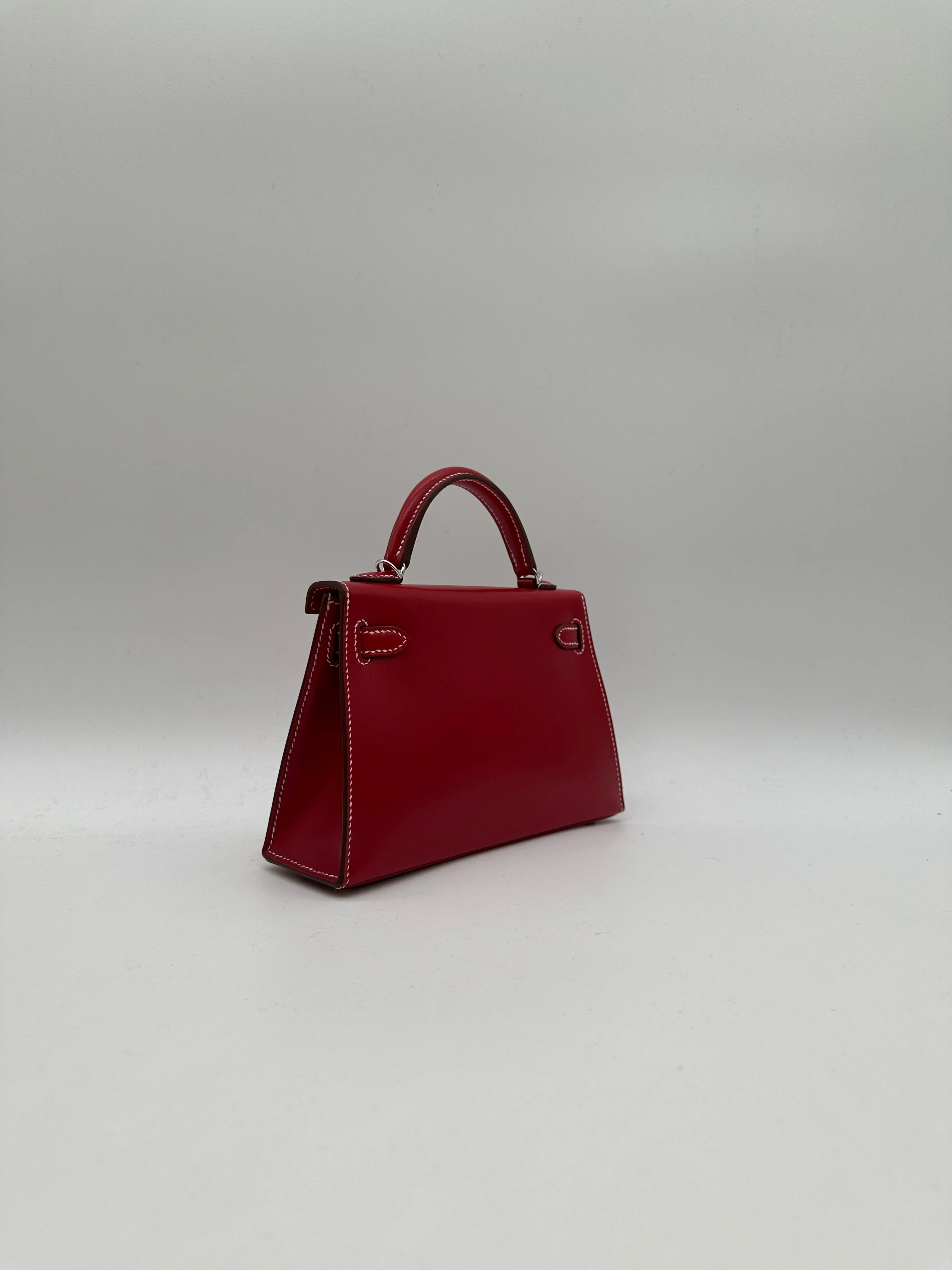 Hermès Mini Kelly Rouge Piment Box Leather Palladium Hardware