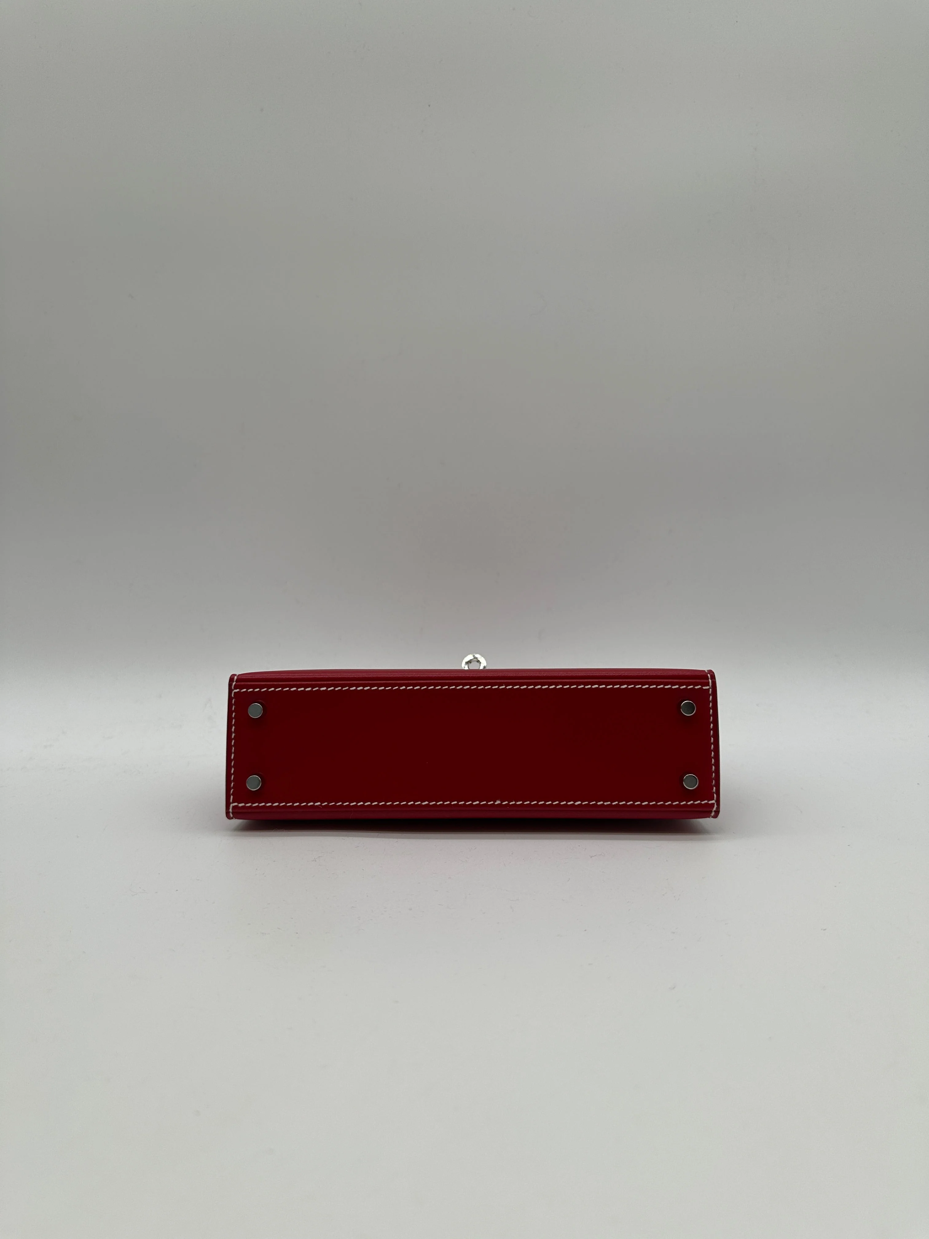 Hermès Mini Kelly Rouge Piment Box Leather Palladium Hardware