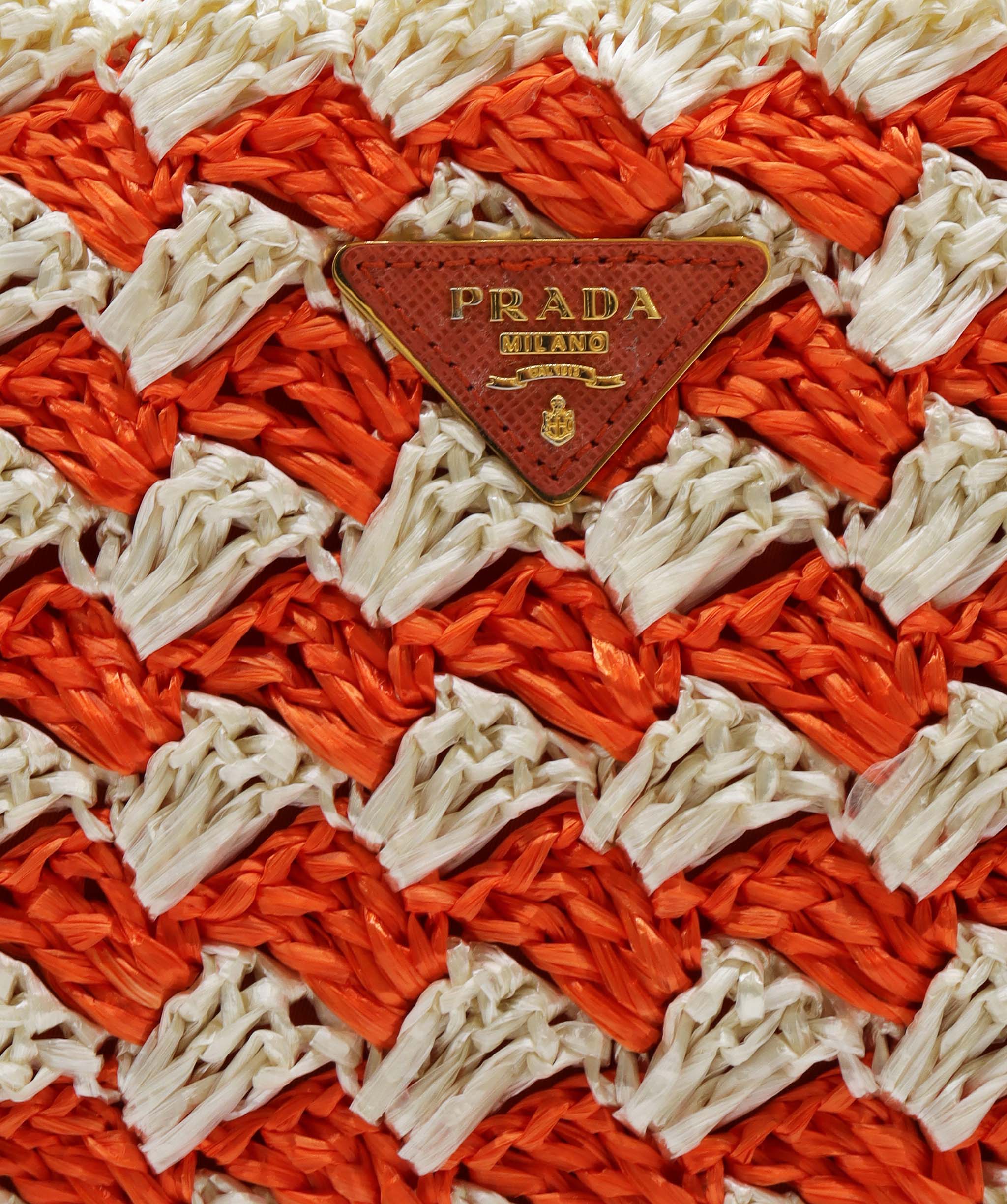 Prada Raffia Tote Bag Orange DXBS0738