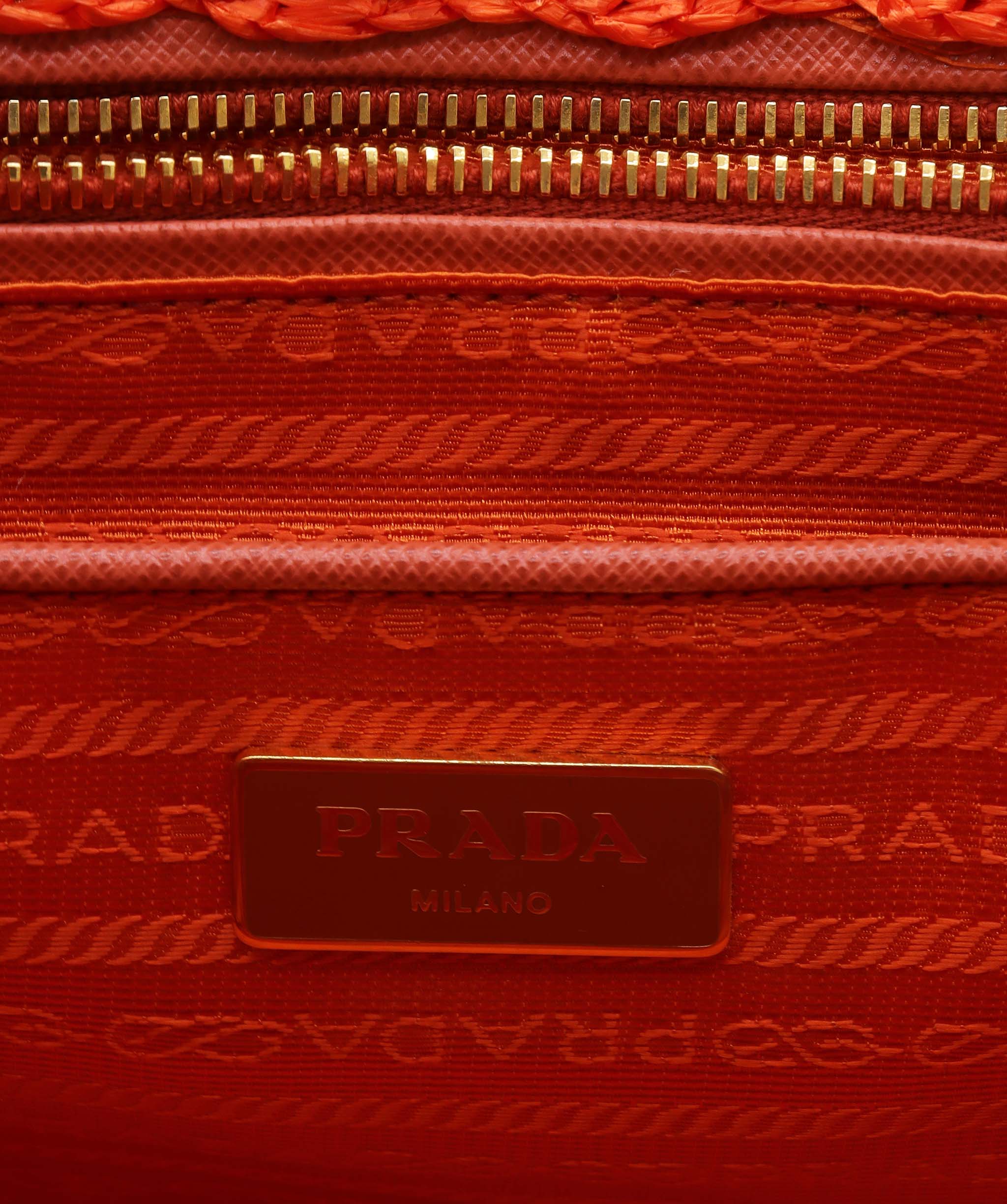 Prada Raffia Tote Bag Orange DXBS0738