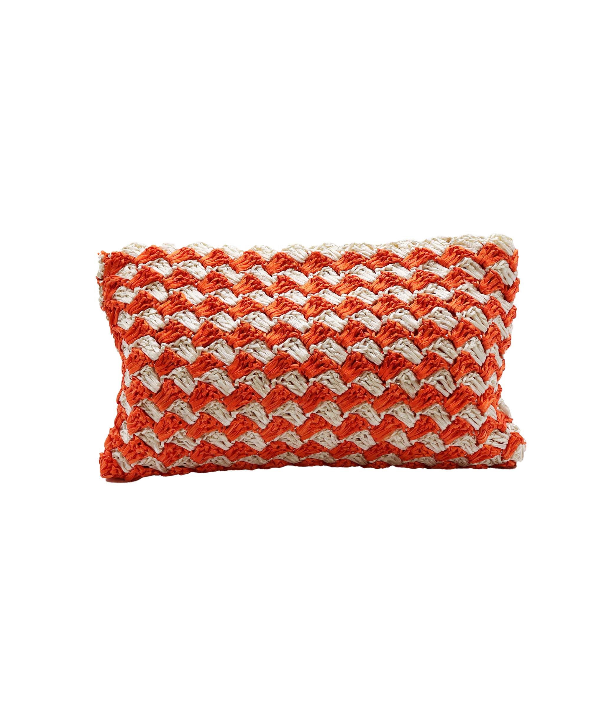 Prada Raffia Clutch Bag Orange DXBS0741