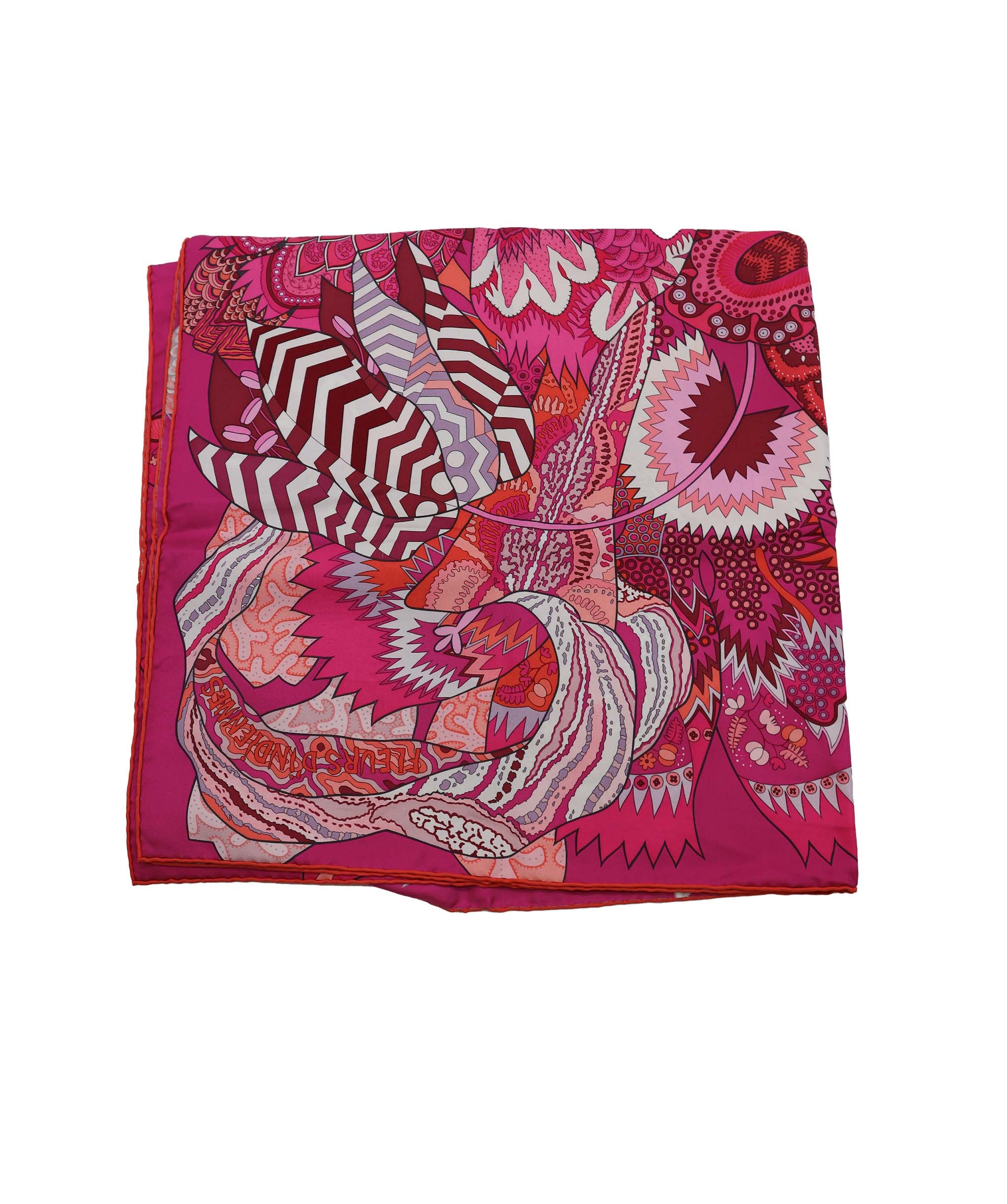 HERMES Carre 90 FLEURS DINDIENNES Scarf Silk Pink  DXBV0358