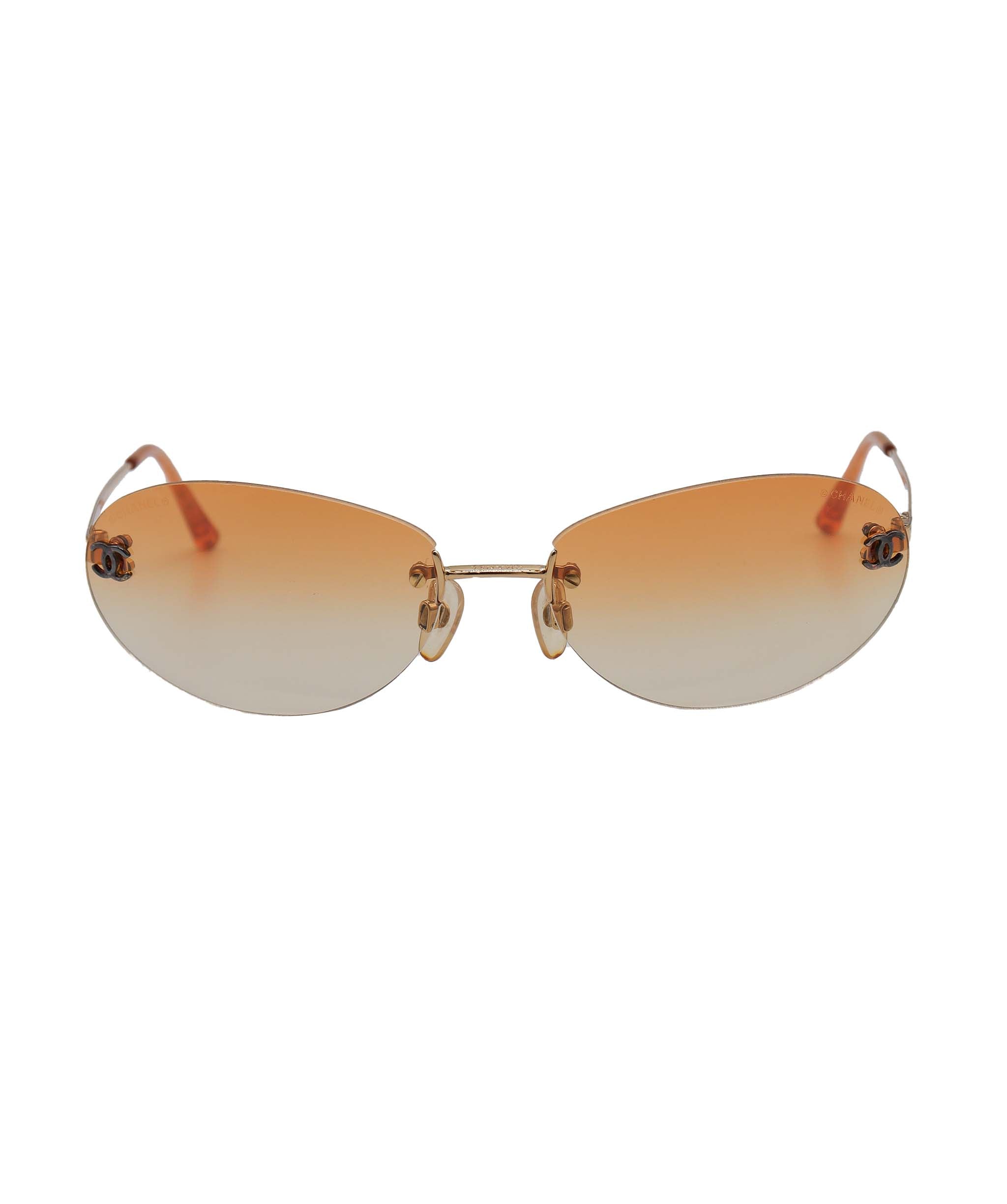 Chanel Orange Rimless CC Aviators DXBS0930