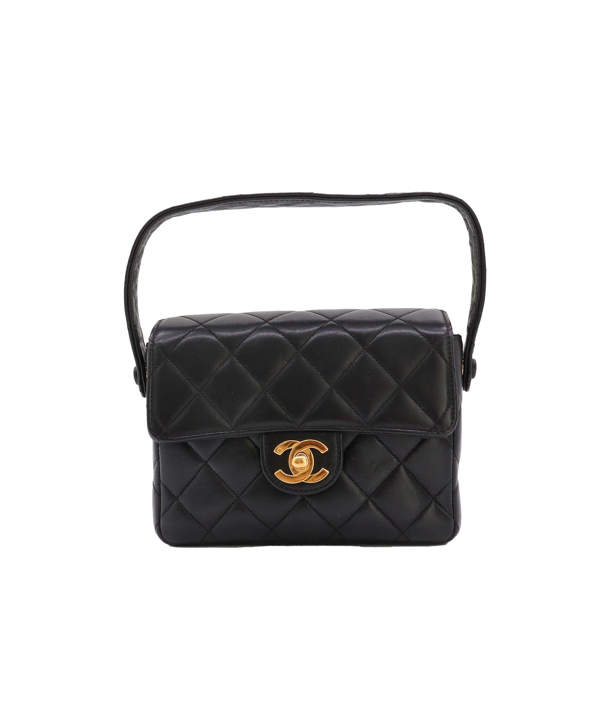 Chanel Vintage Black Lambskin Mini Square Shoulder Bag