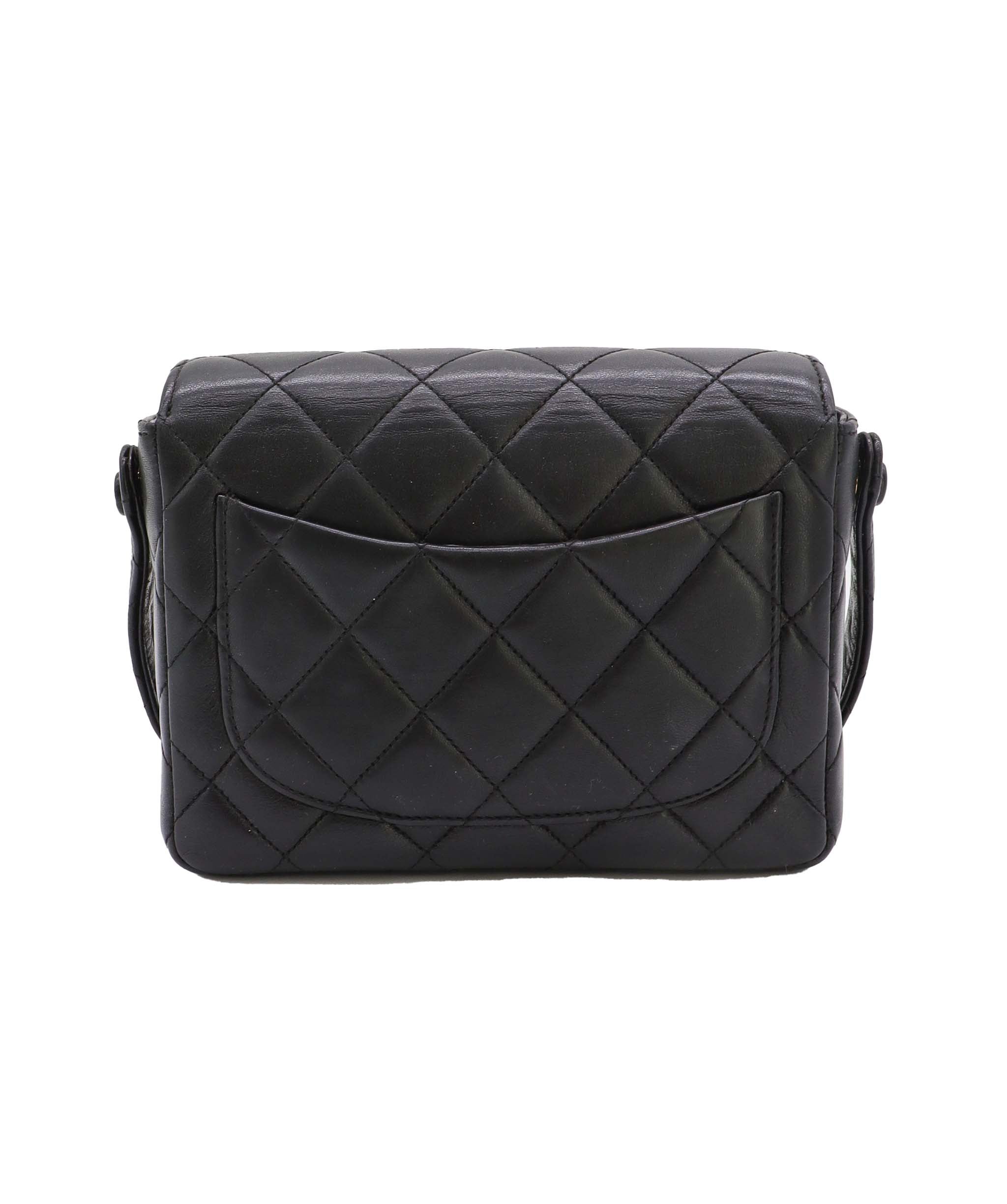 Chanel Vintage Black Lambskin Mini Square Shoulder Bag