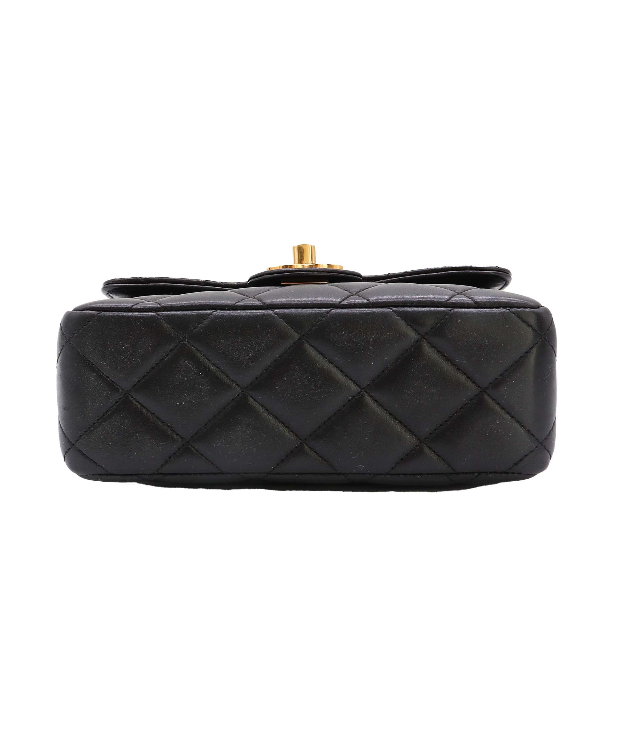 Chanel Vintage Black Lambskin Mini Square Shoulder Bag