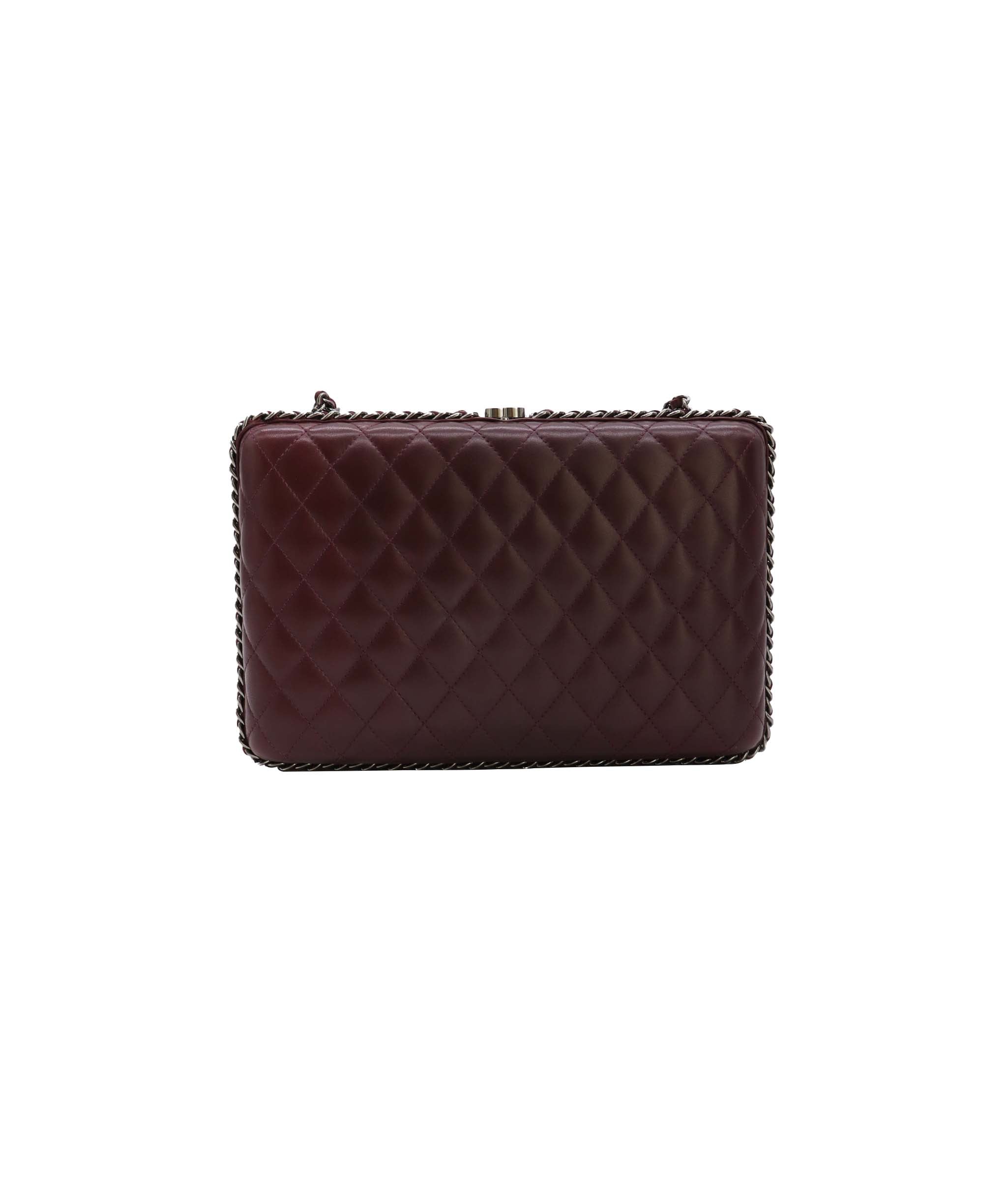 Chanel burgundy quilted clutch with crossbody strap