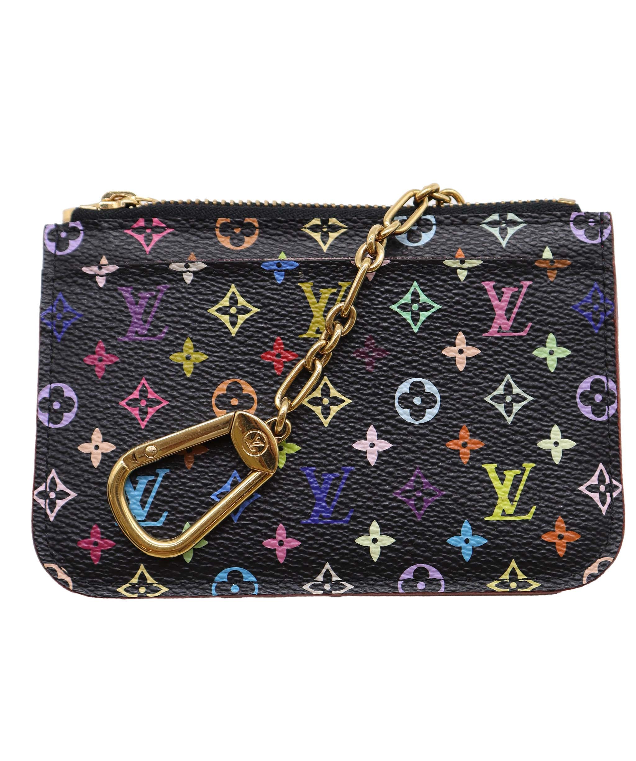 LOUIS VUITTON Multicolor Pochette ClesNM Coin Purse Black M60279 LV Auth 84090 DXBV0127