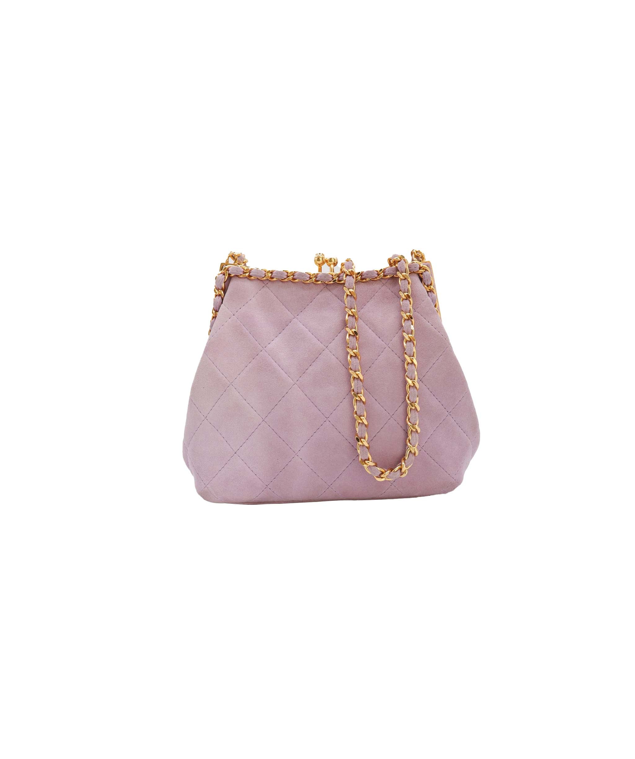 Chanel lavender suede mini crossbody bag