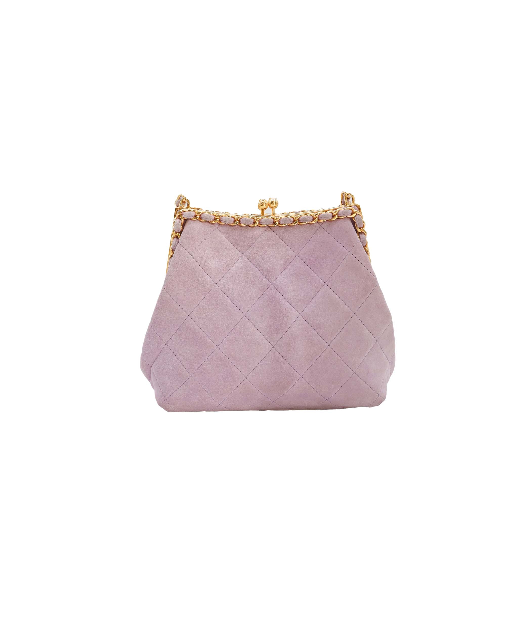 Chanel lavender suede mini crossbody bag