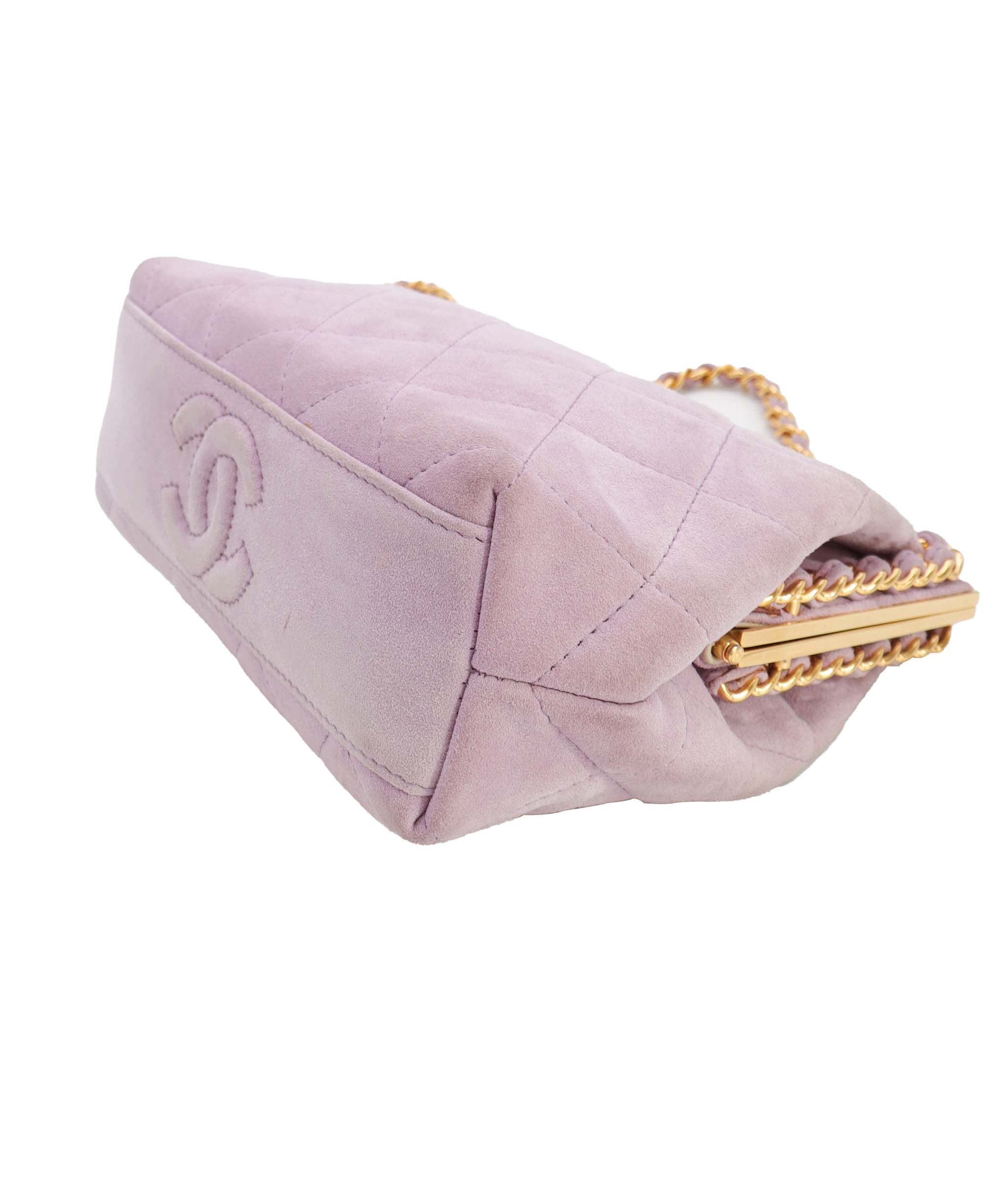 Chanel lavender suede mini crossbody bag