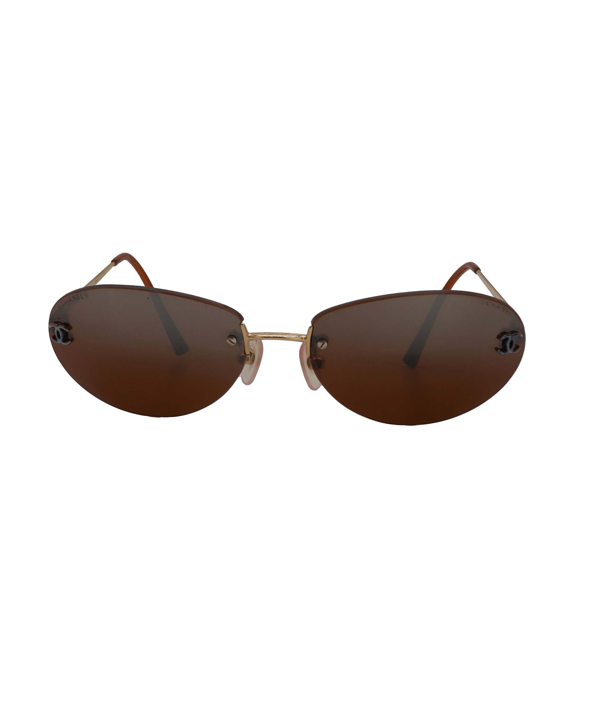 Chanel Dark Brown Rimless CC Aviators DXBS0926