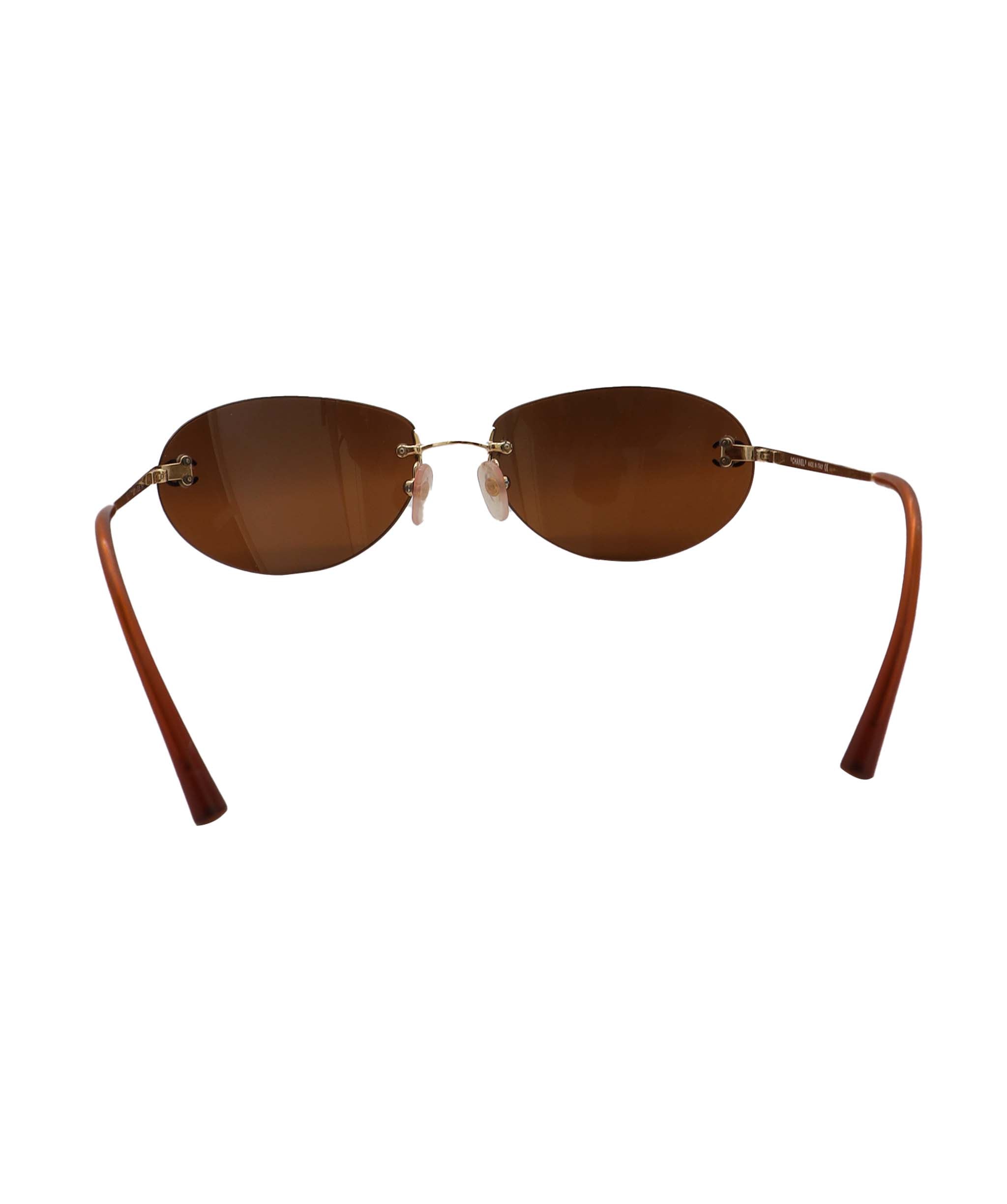 Chanel Dark Brown Rimless CC Aviators DXBS0926