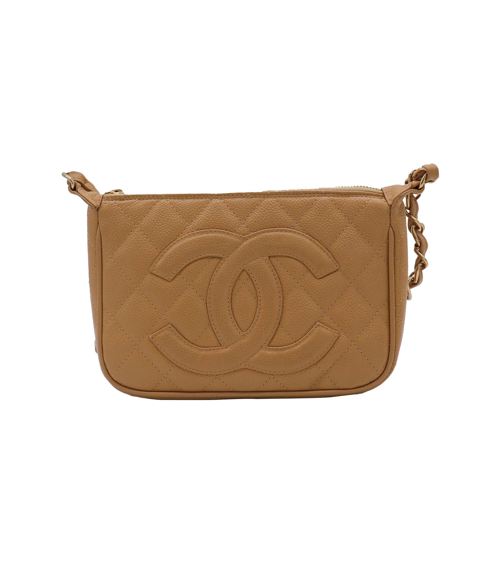 CHANEL caviar beige shoulder bag DXBS1025