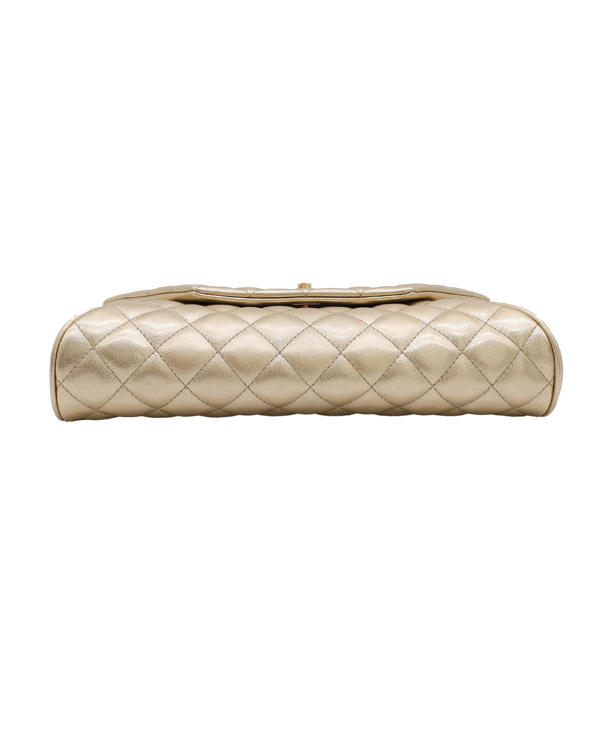 CHANEL Matelasse Clutch Bag Gold Leather 90248359 DXBS0949