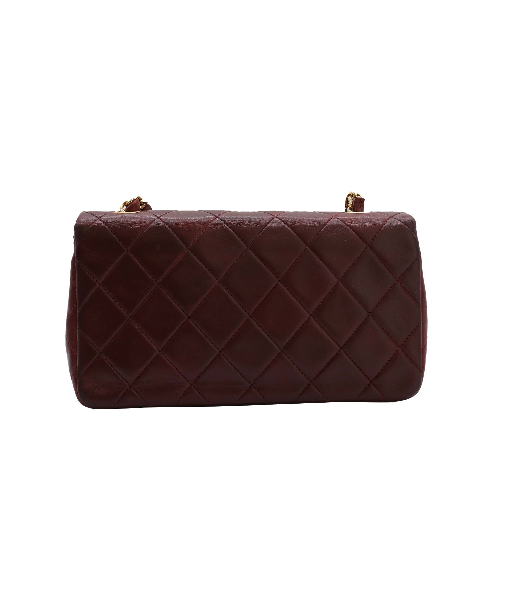 CHANEL VINTAGE MINI FULL FLAP BORDEAUX LAMB SKIN DXBS0972