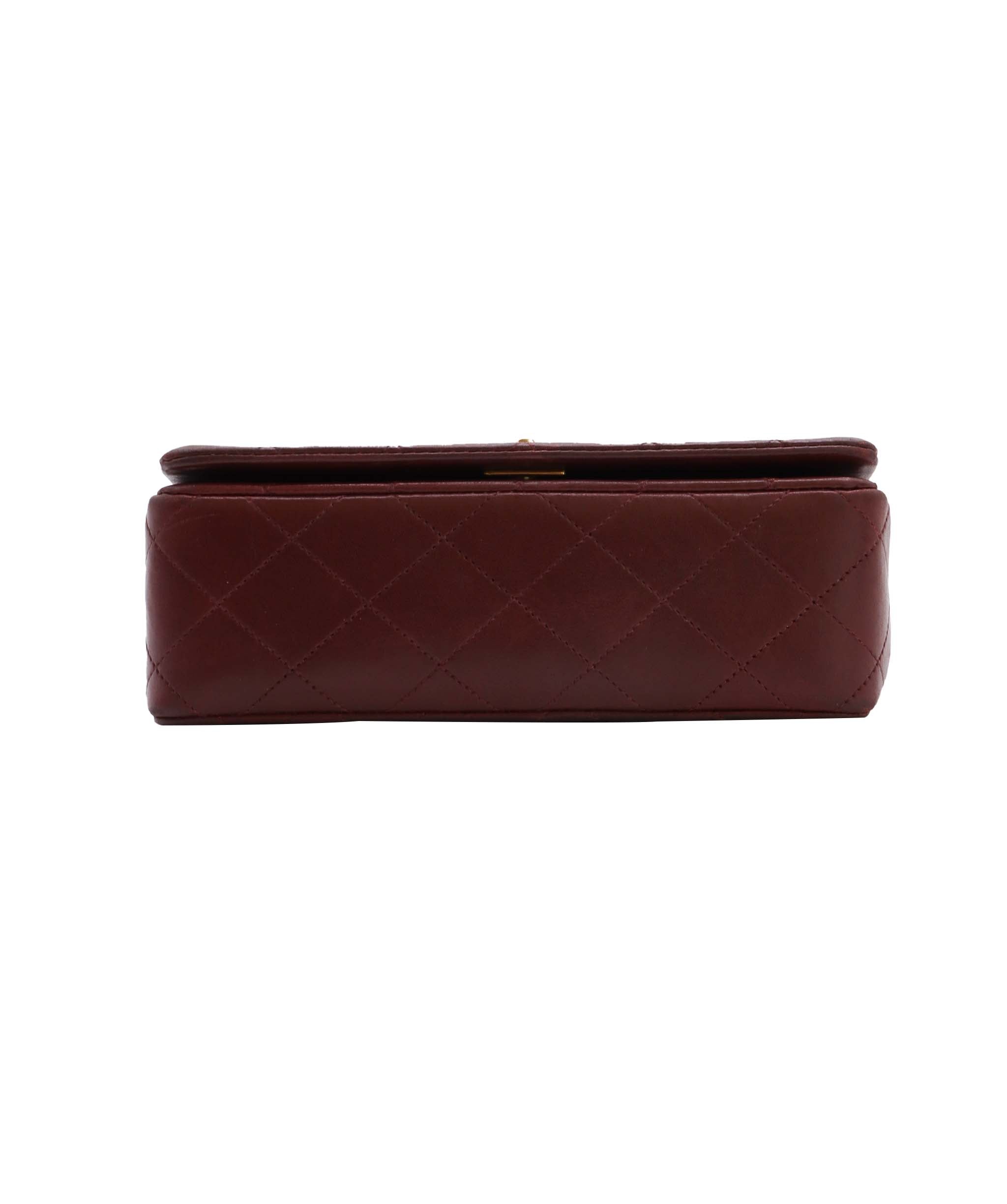 CHANEL VINTAGE MINI FULL FLAP BORDEAUX LAMB SKIN DXBS0972