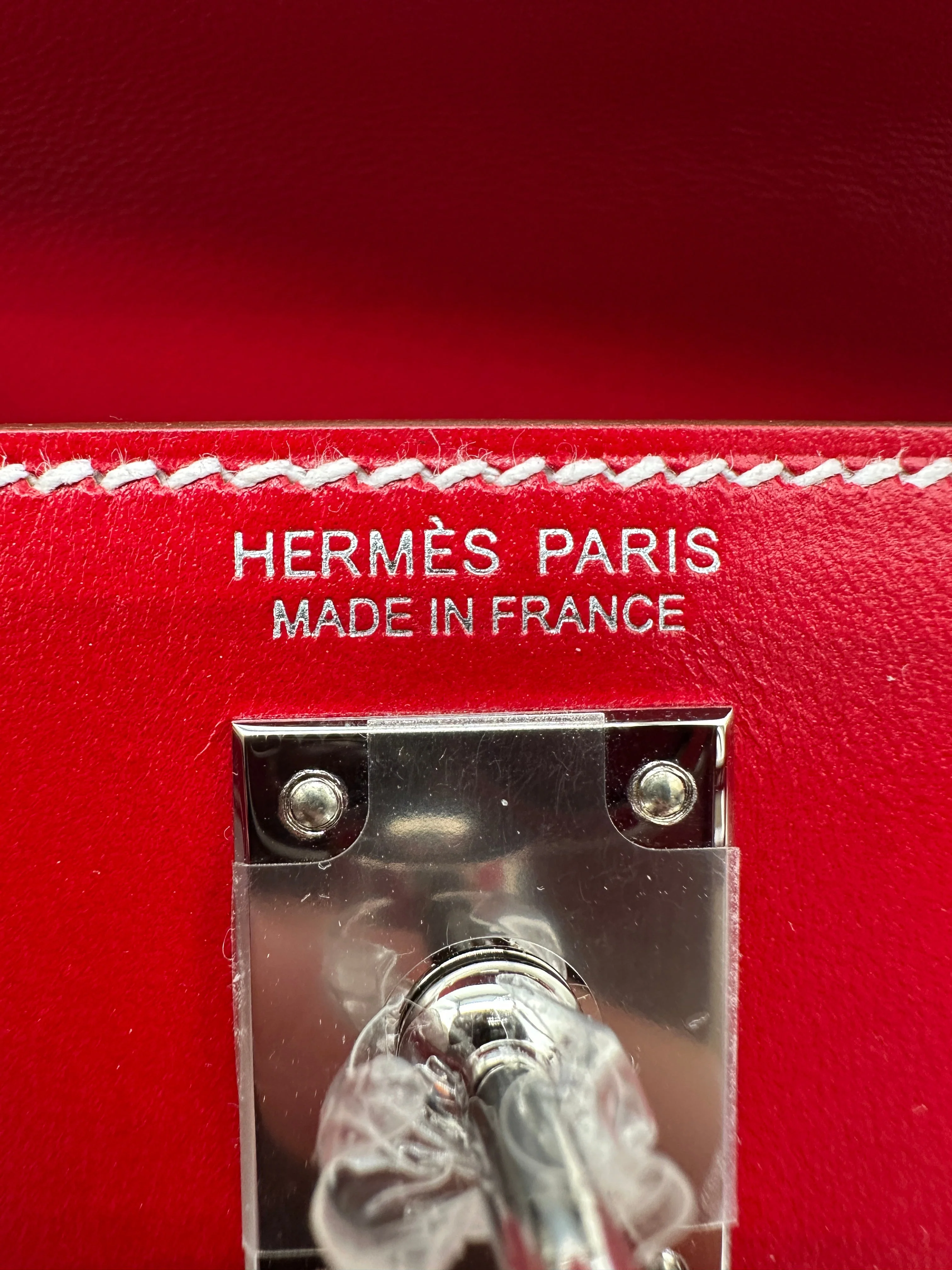 Hermès Mini Kelly Rouge Piment Box Leather Palladium Hardware
