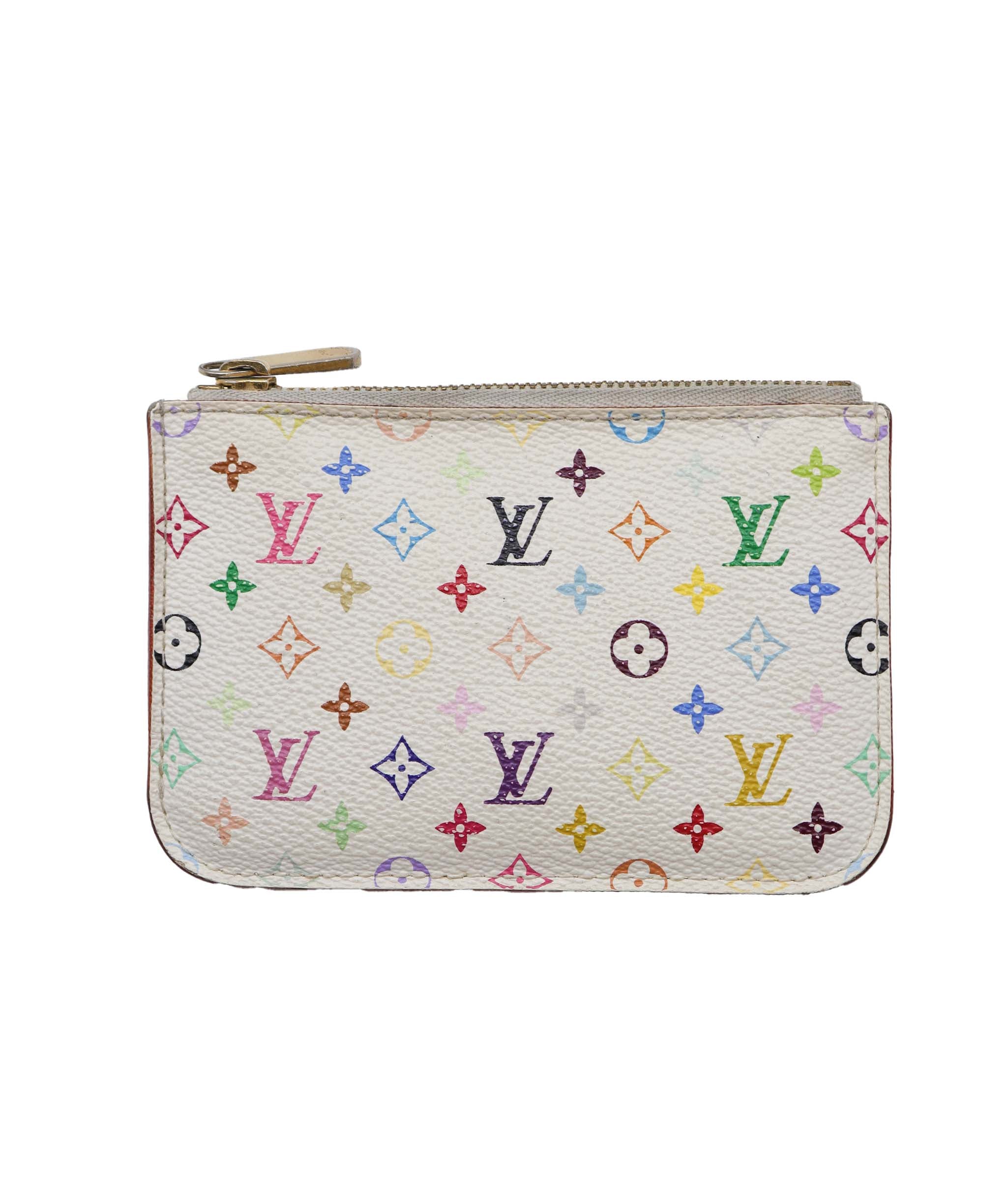 LOUIS VUITTON Multicolor Pochette Cles NM Coin Purse White M93734 LV Auth 69837 DXBV0129