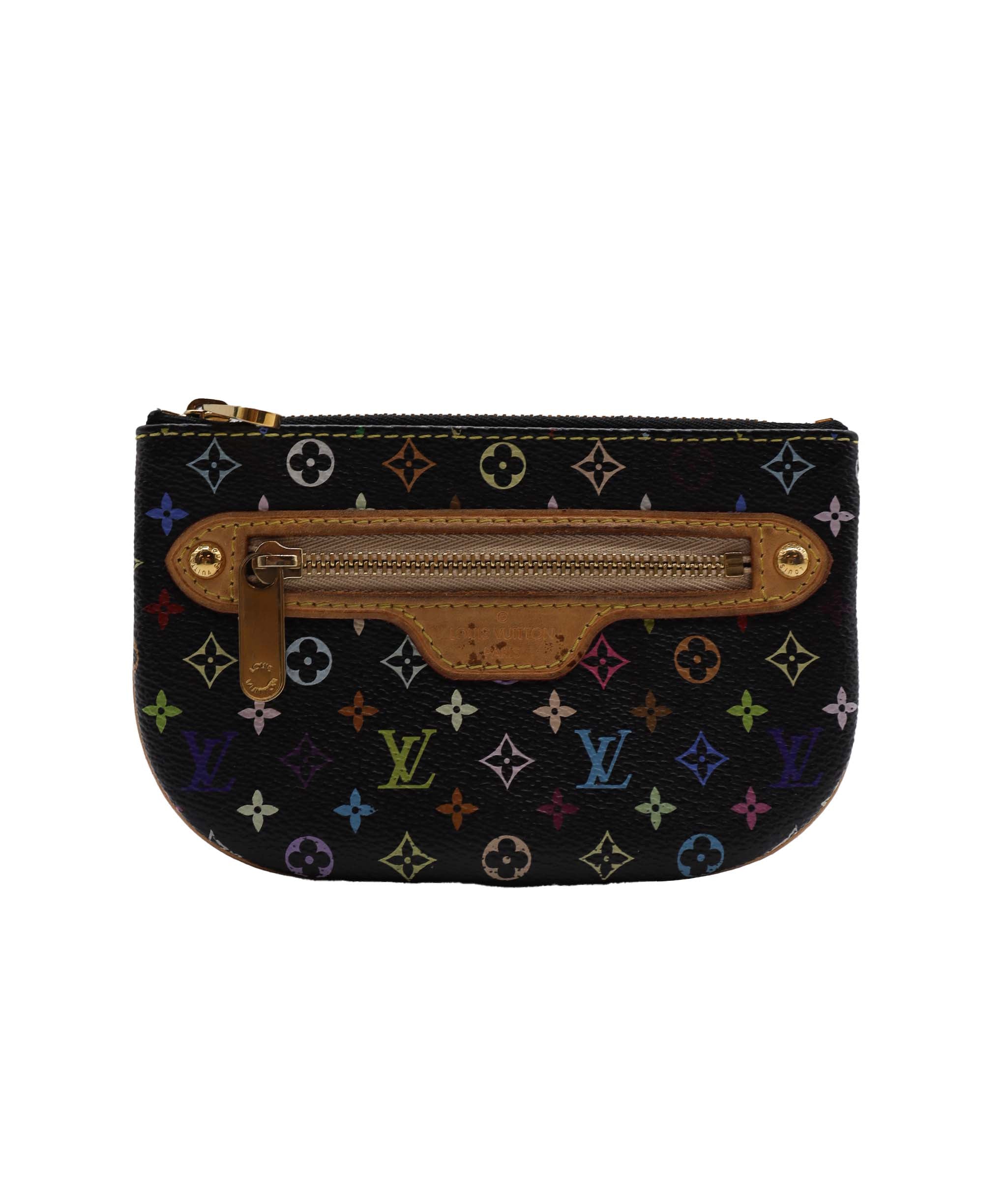 LOUIS VUITTON Murakami Pochette MM Coin Purse Black M60031 LV Auth 69187 DXBV0125