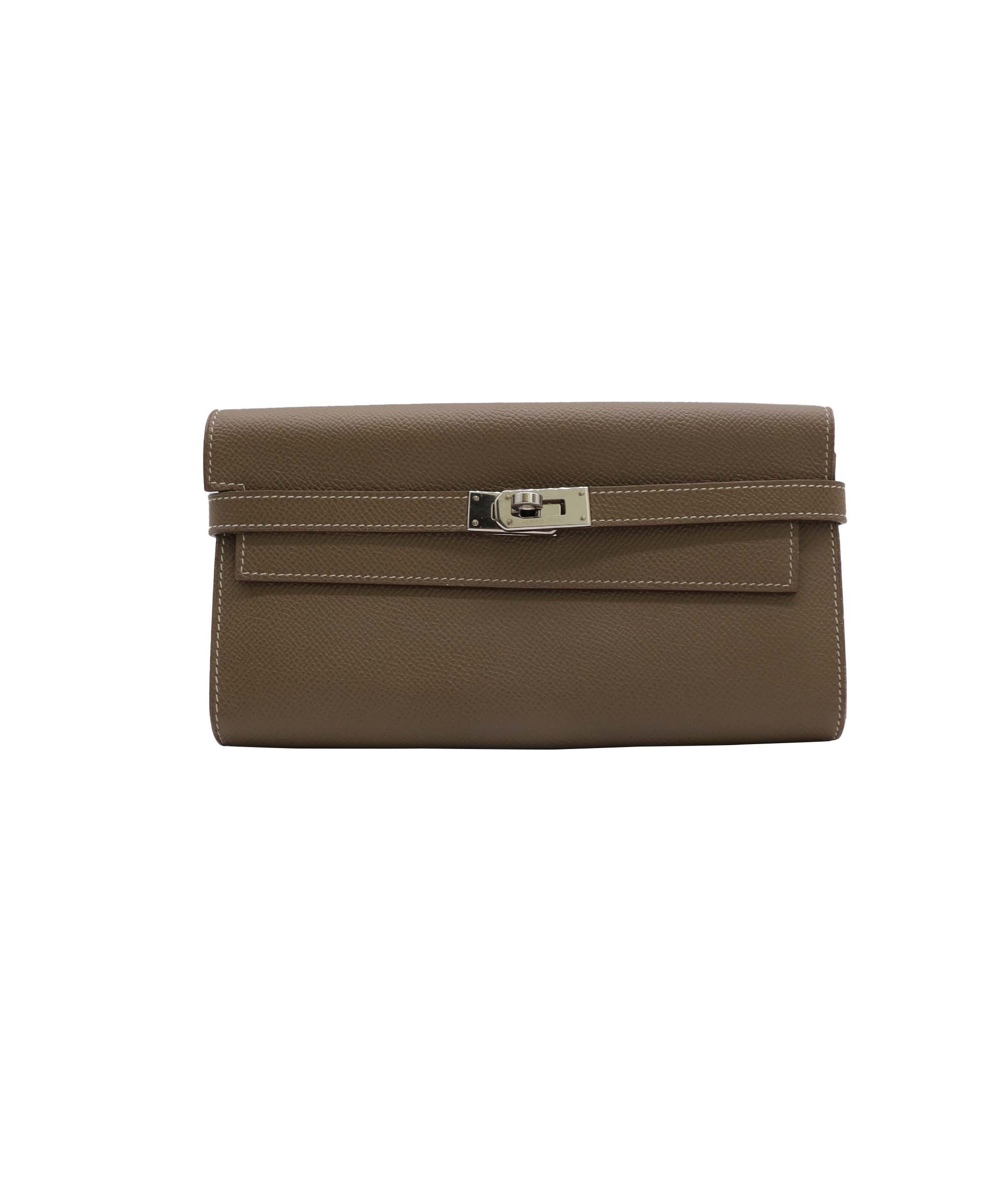 HERMES Kelly Long Wallet Epsom Etoupe Purse DXBS0962