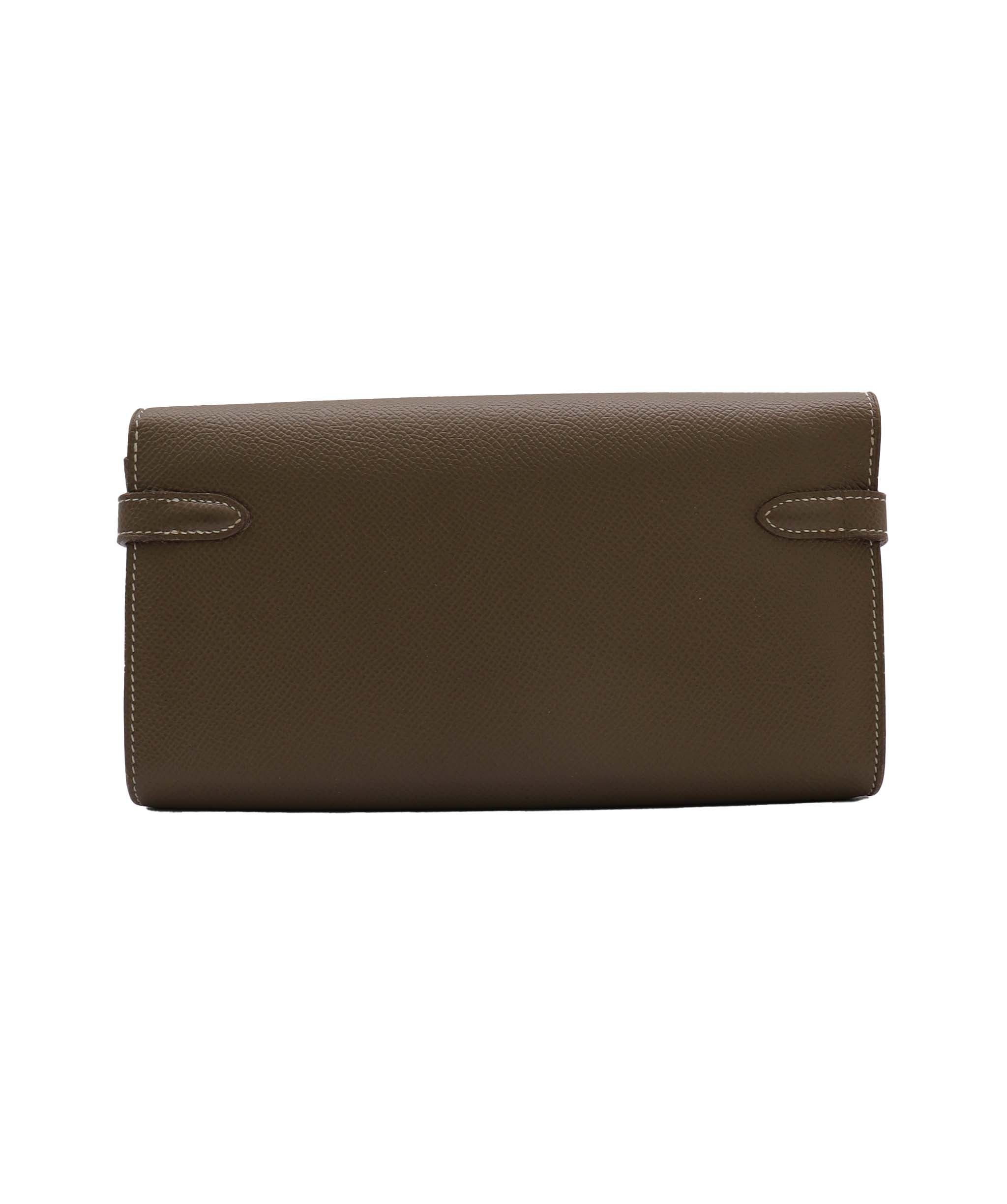 HERMES Kelly Long Wallet Epsom Etoupe Purse DXBS0962