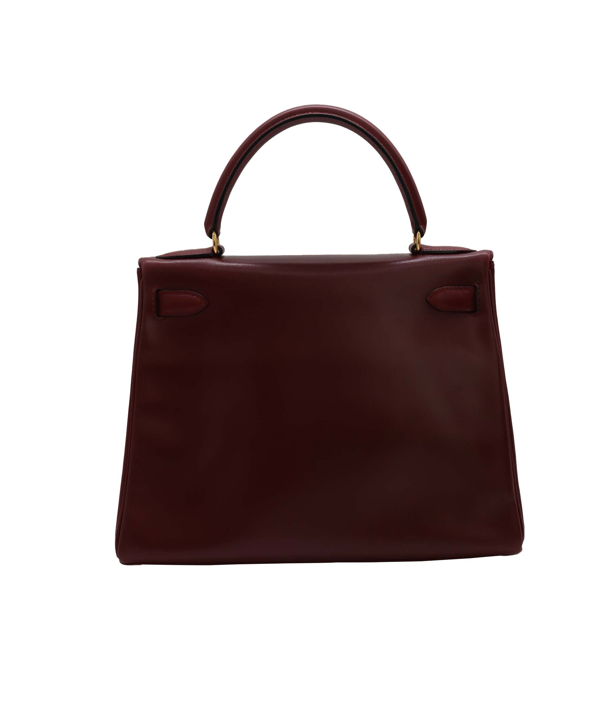 HERMES Kelly 28 Rouge H Box calf GHW DXBS1012