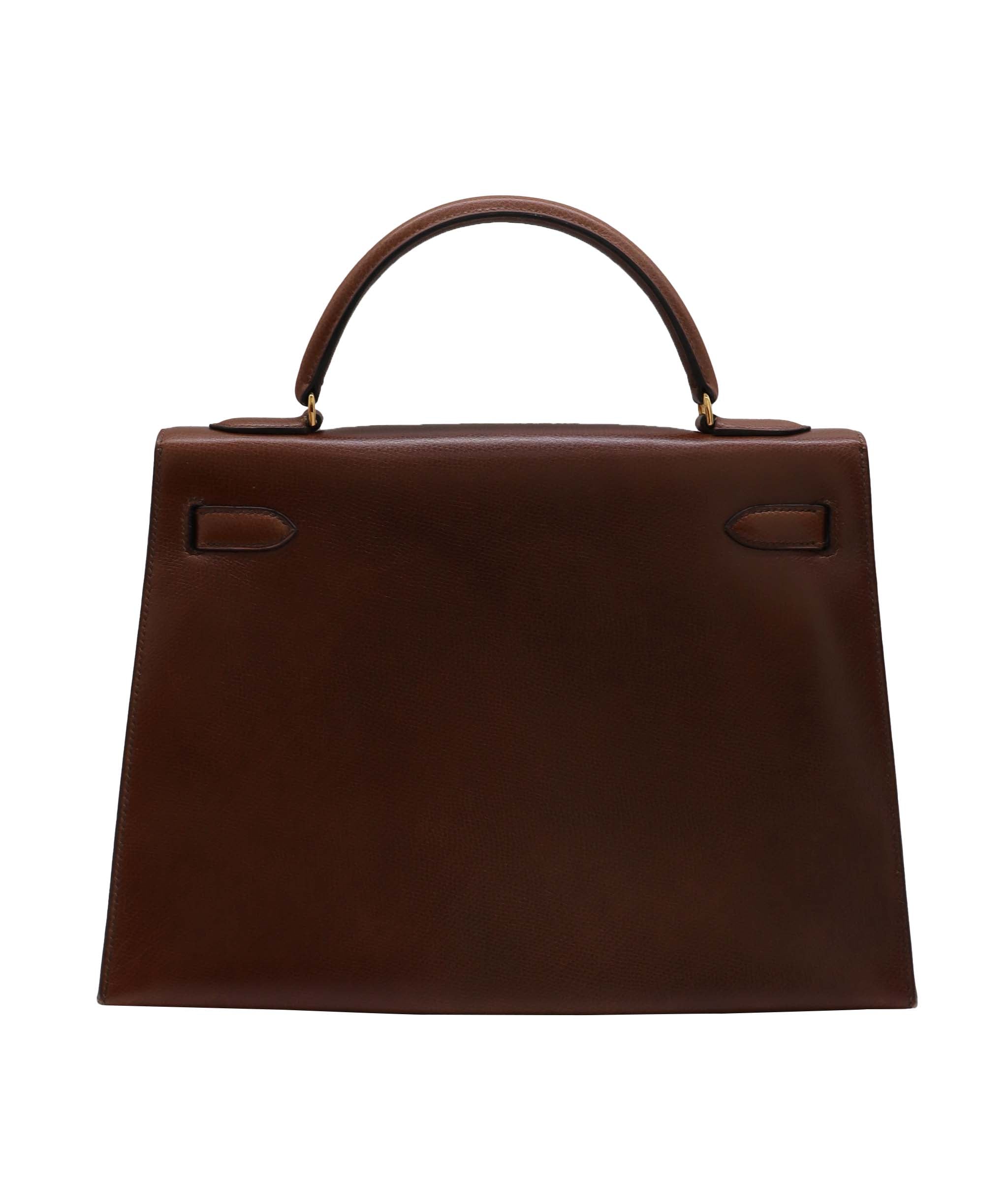 HERMES Kelly 32 Hand Bag Couchevel Epsom Marron fonce DXBS0961