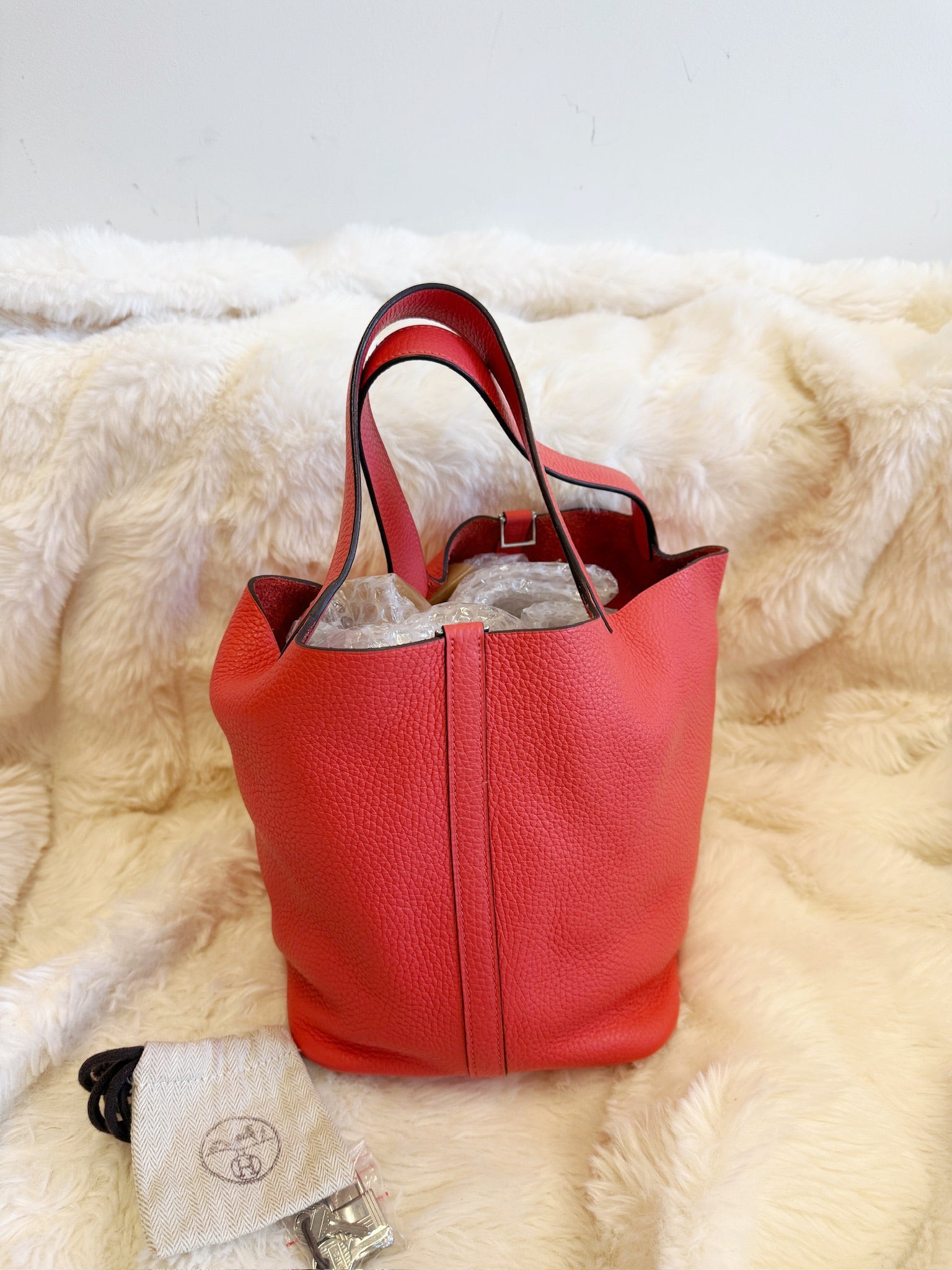 Hermès Picotin Lock 22 Clemence Rose Jaipur Palladium Hardware Stamp C