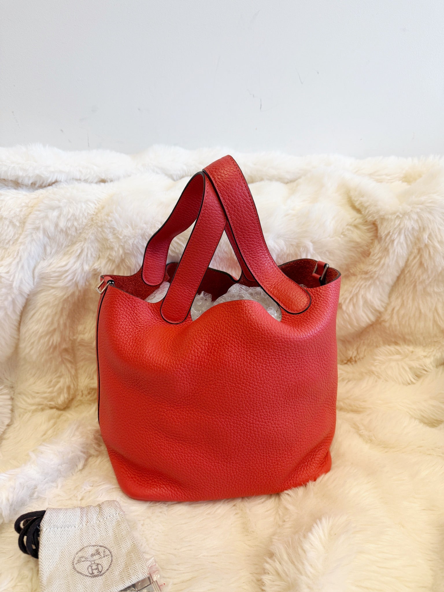 Hermès Picotin Lock 22 Clemence Rose Jaipur Palladium Hardware Stamp C