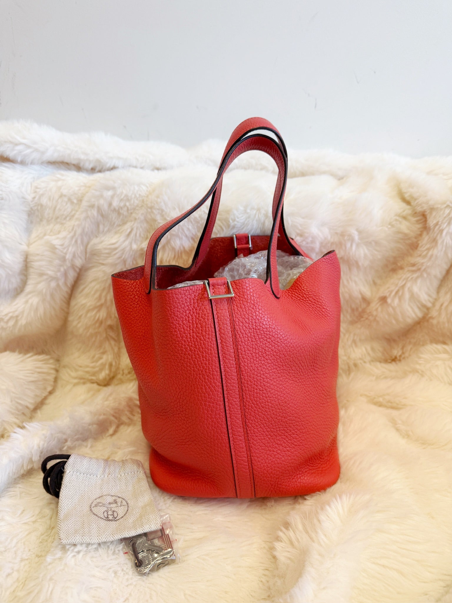 Hermès Picotin Lock 22 Clemence Rose Jaipur Palladium Hardware Stamp C