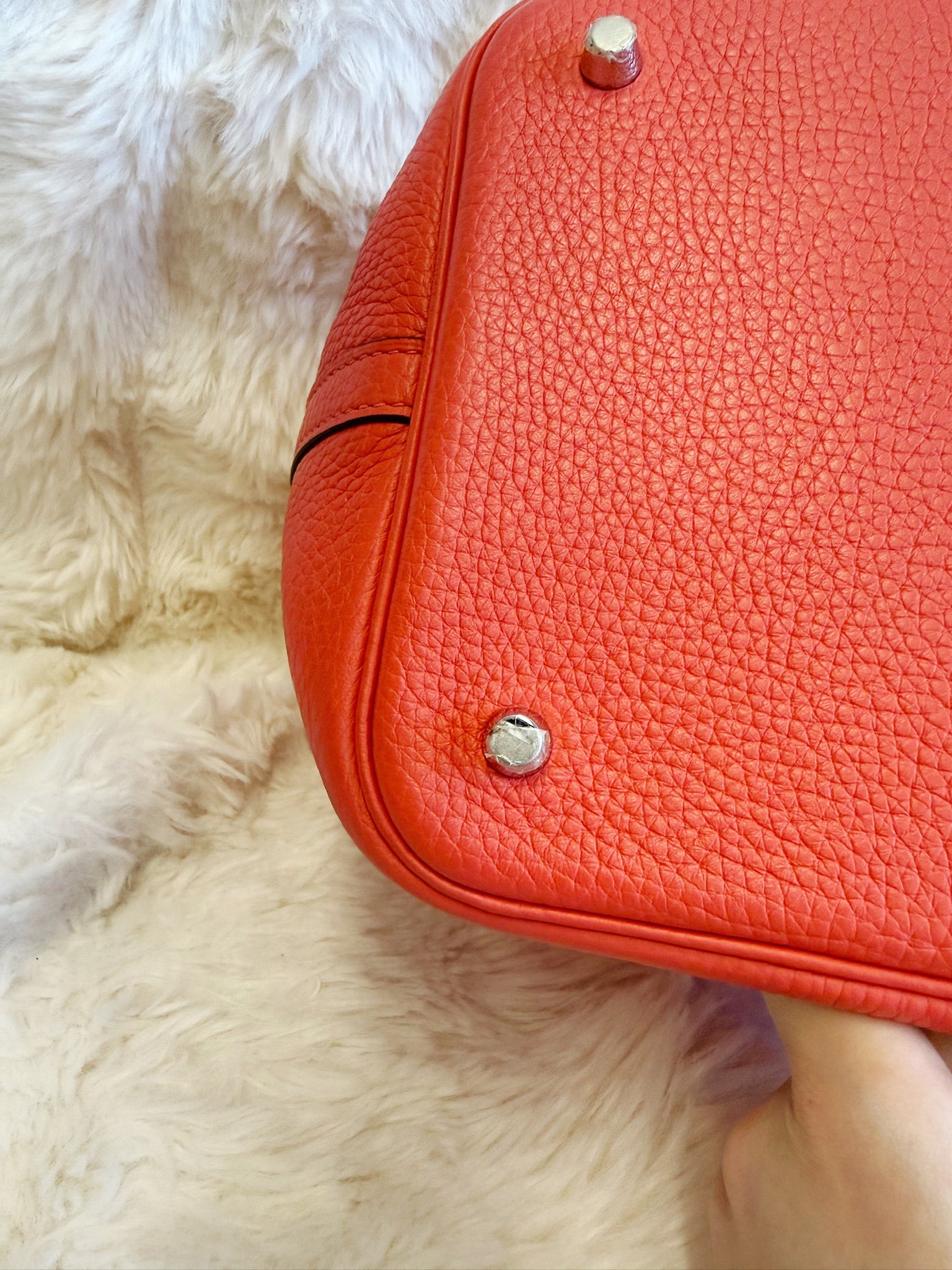 Hermès Picotin Lock 22 Clemence Rose Jaipur Palladium Hardware Stamp C