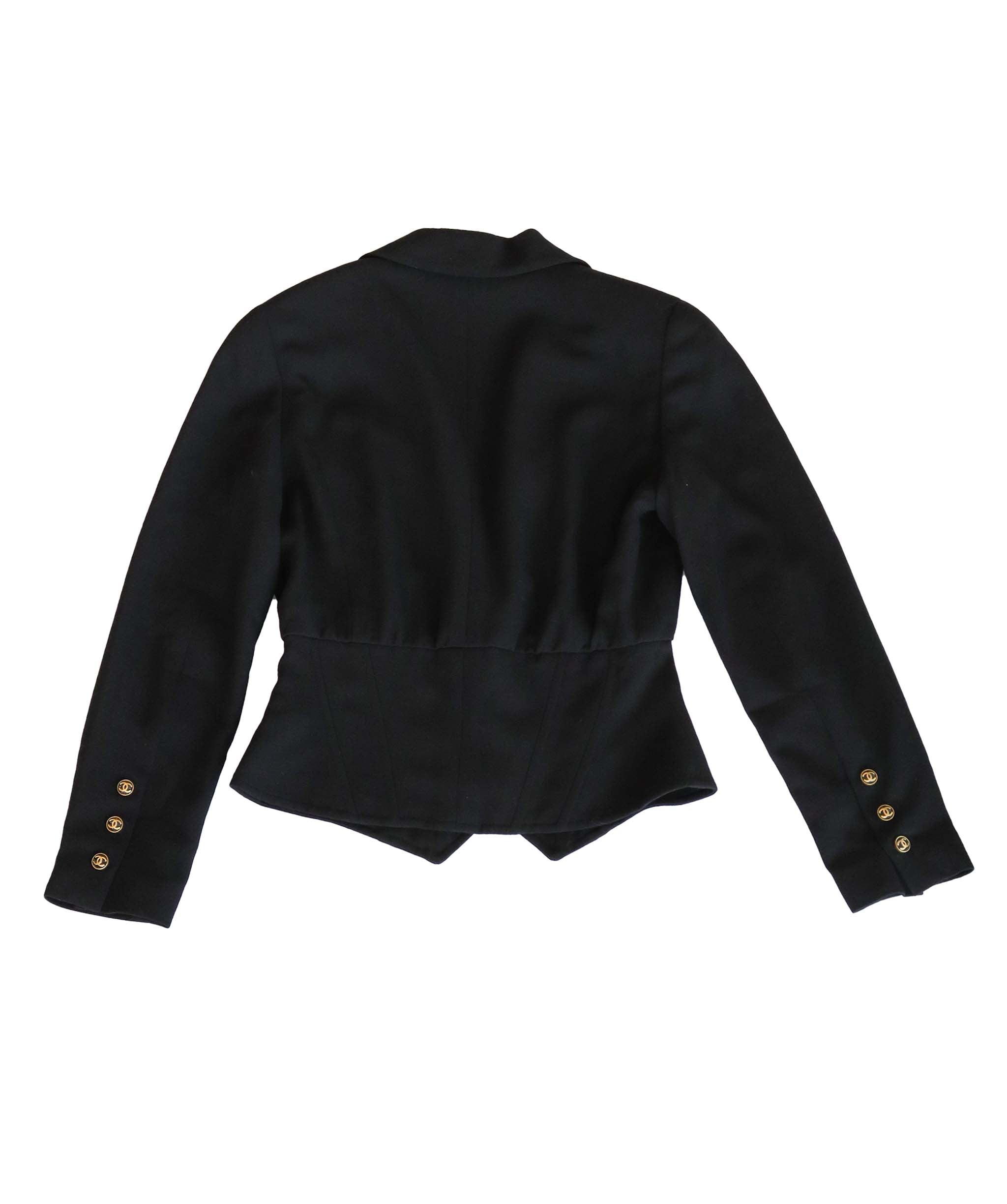 Chanel 1994 Cropped Jacket Black Gold Button DXBK0095