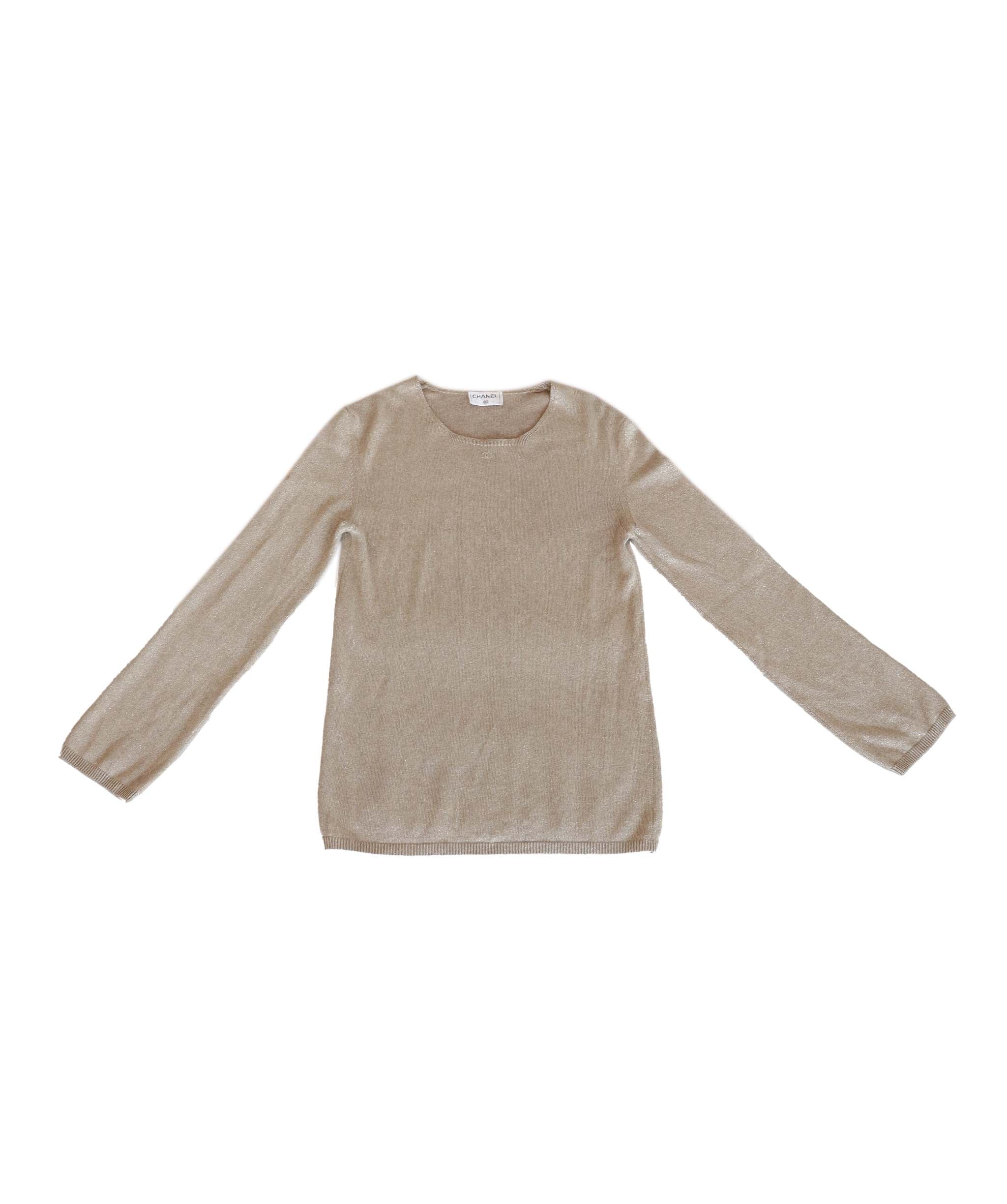 Chanel CC Knit Top Beige Long Sleeve DXBK0081