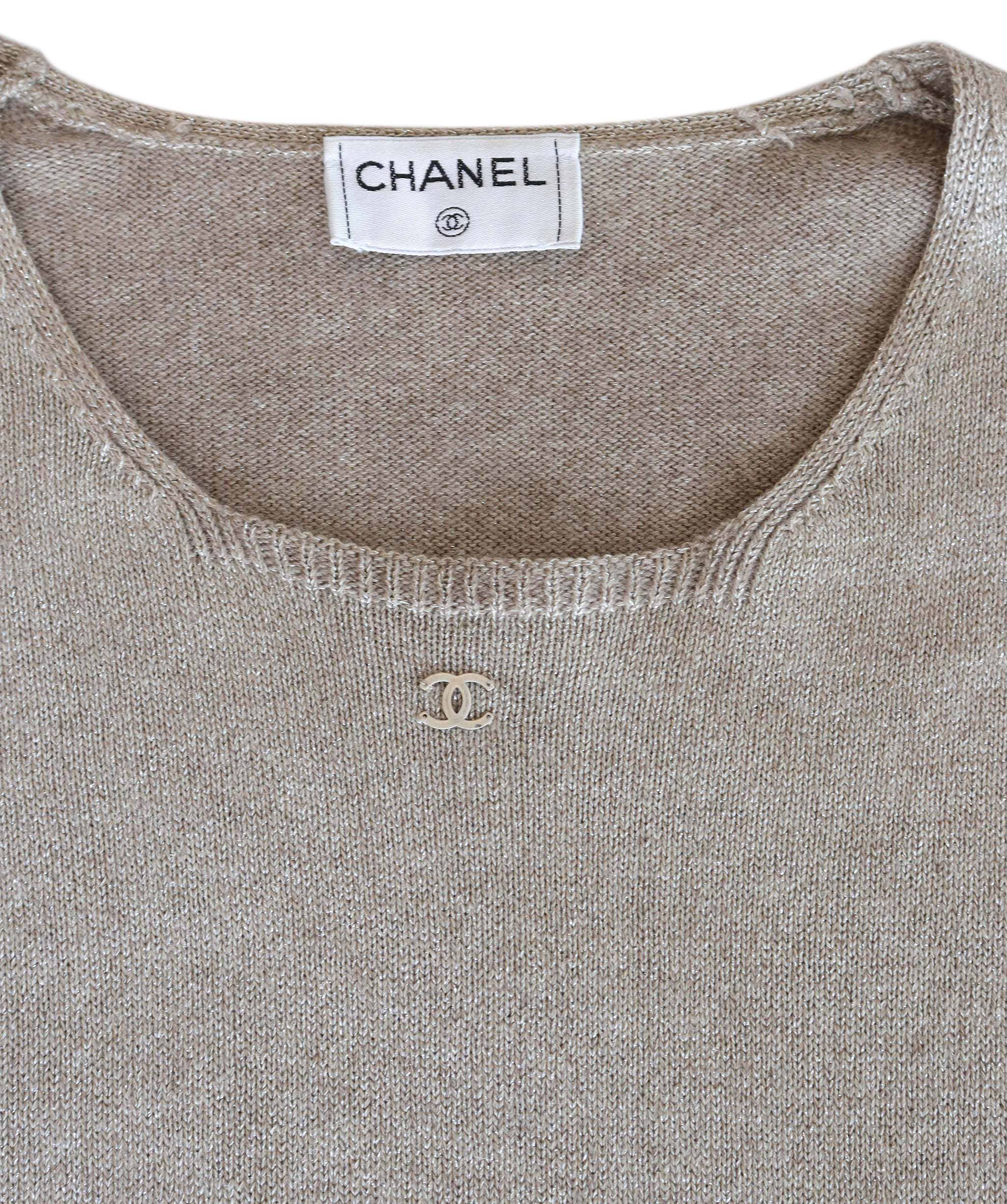 Chanel CC Knit Top Beige Long Sleeve DXBK0081